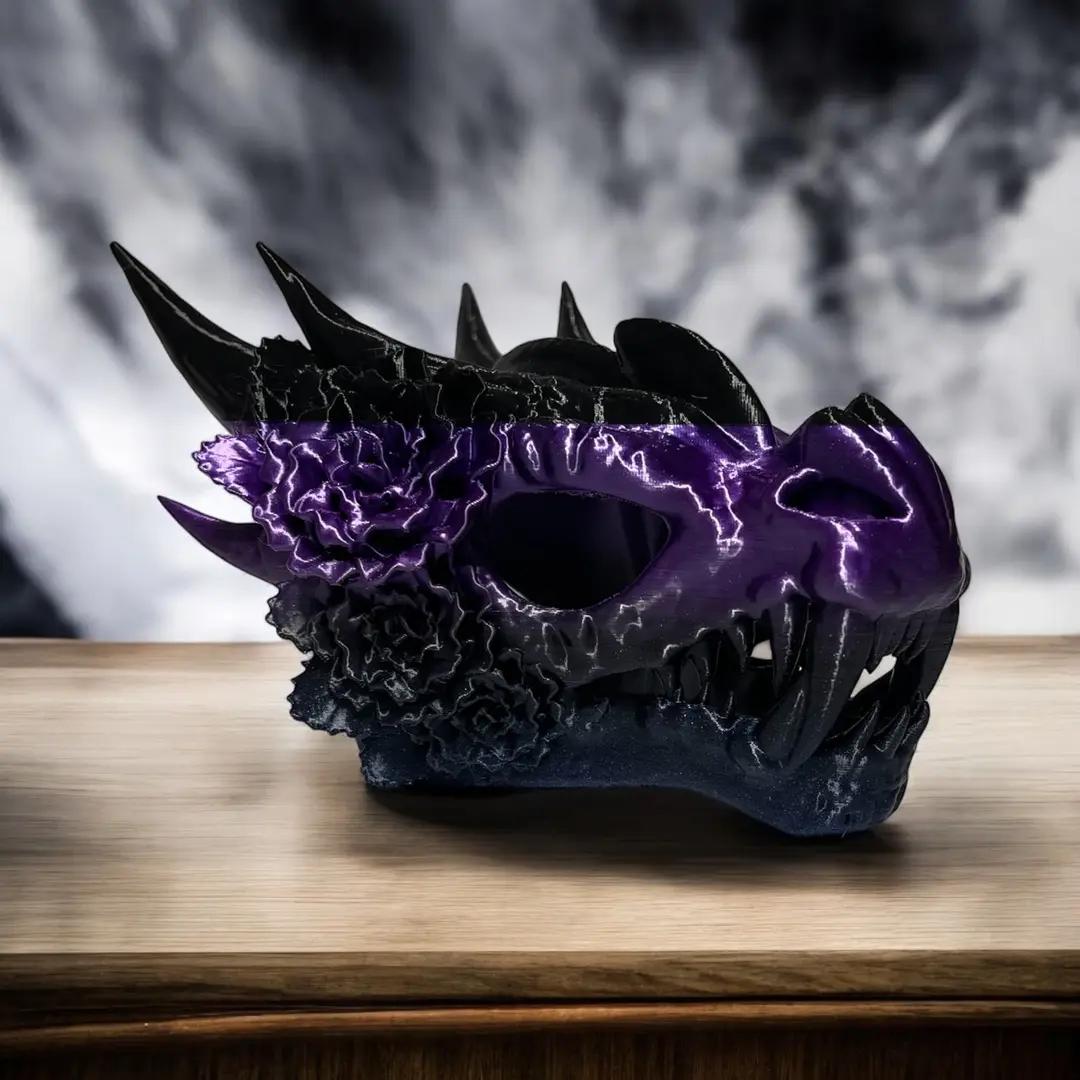 Dragon Skull - Dragon Skull with Flowers 3d model