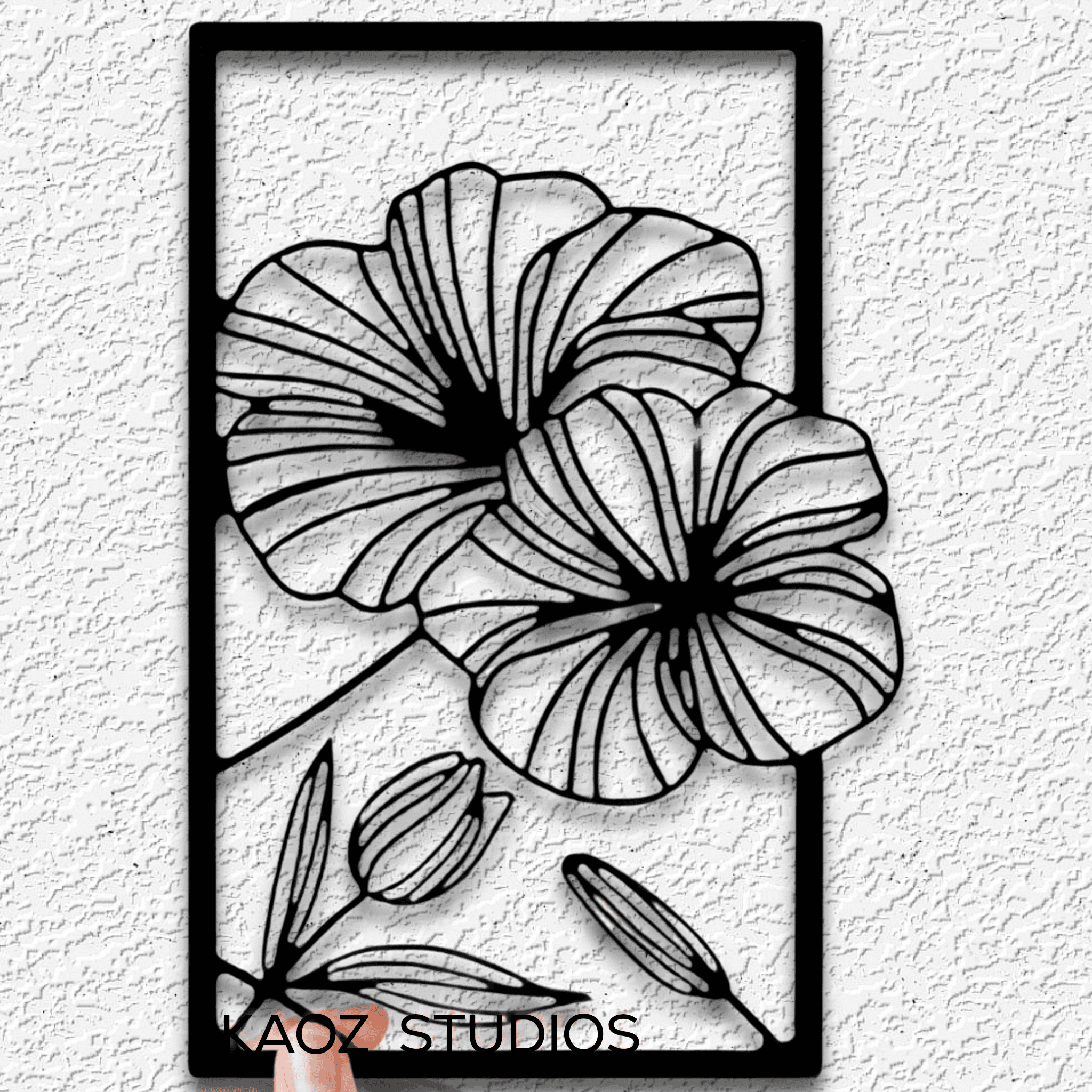 flower panel 4 of 4 wall art panoramic flowers wall decor 4 piece set 3d model