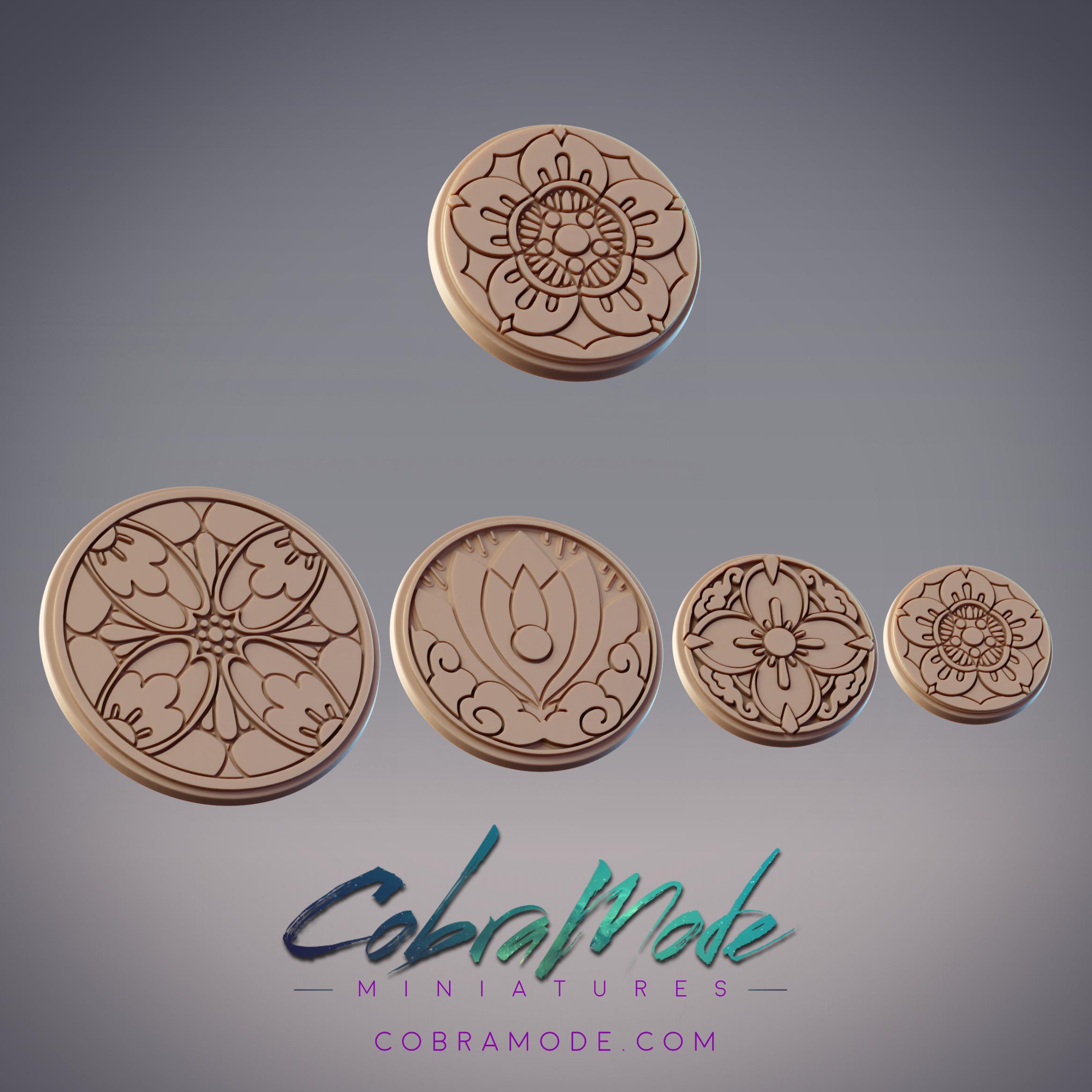 Floral Crest Base Pack (4pcs) 3d model