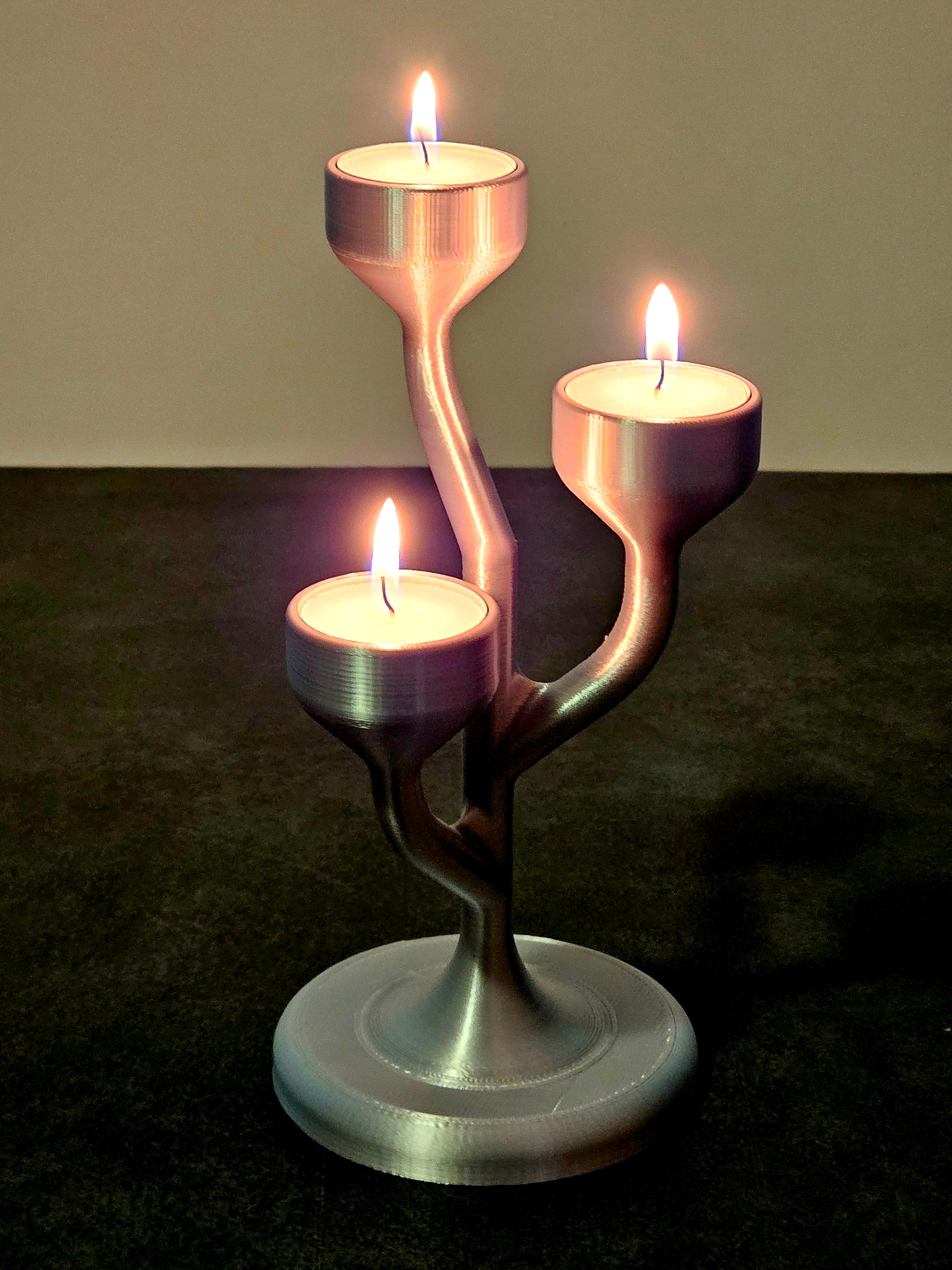 Candle Holder in Sleek Design for 3 Tea Lights 3d model