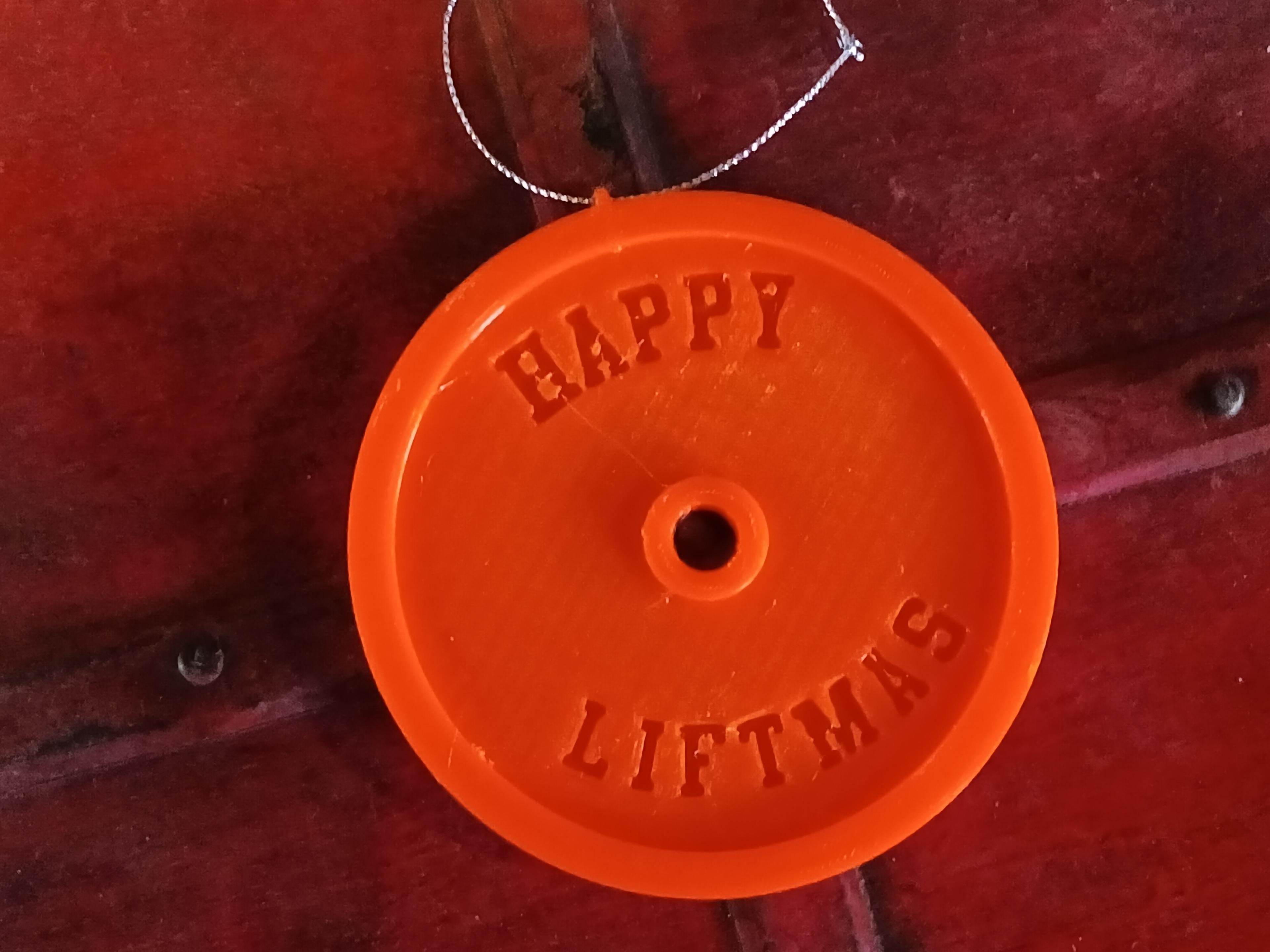 Happy Liftmas Christmas weightplate ornament 3d model