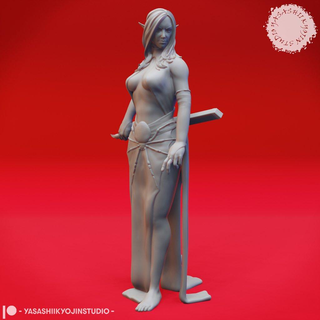 Drow Pair - Tabletop Miniatures 3d model