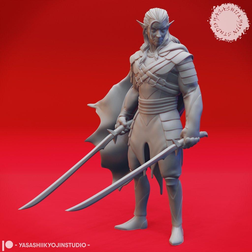 Drow Pair - Tabletop Miniatures 3d model