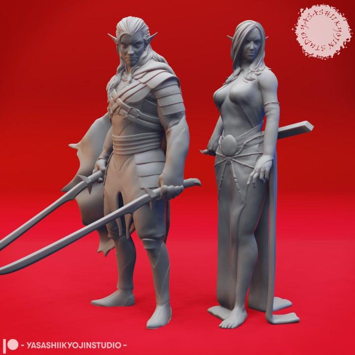 Drow Pair - Tabletop Miniatures 3d model