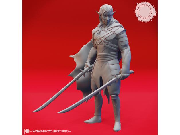 Drow Pair - Tabletop Miniatures 3d model