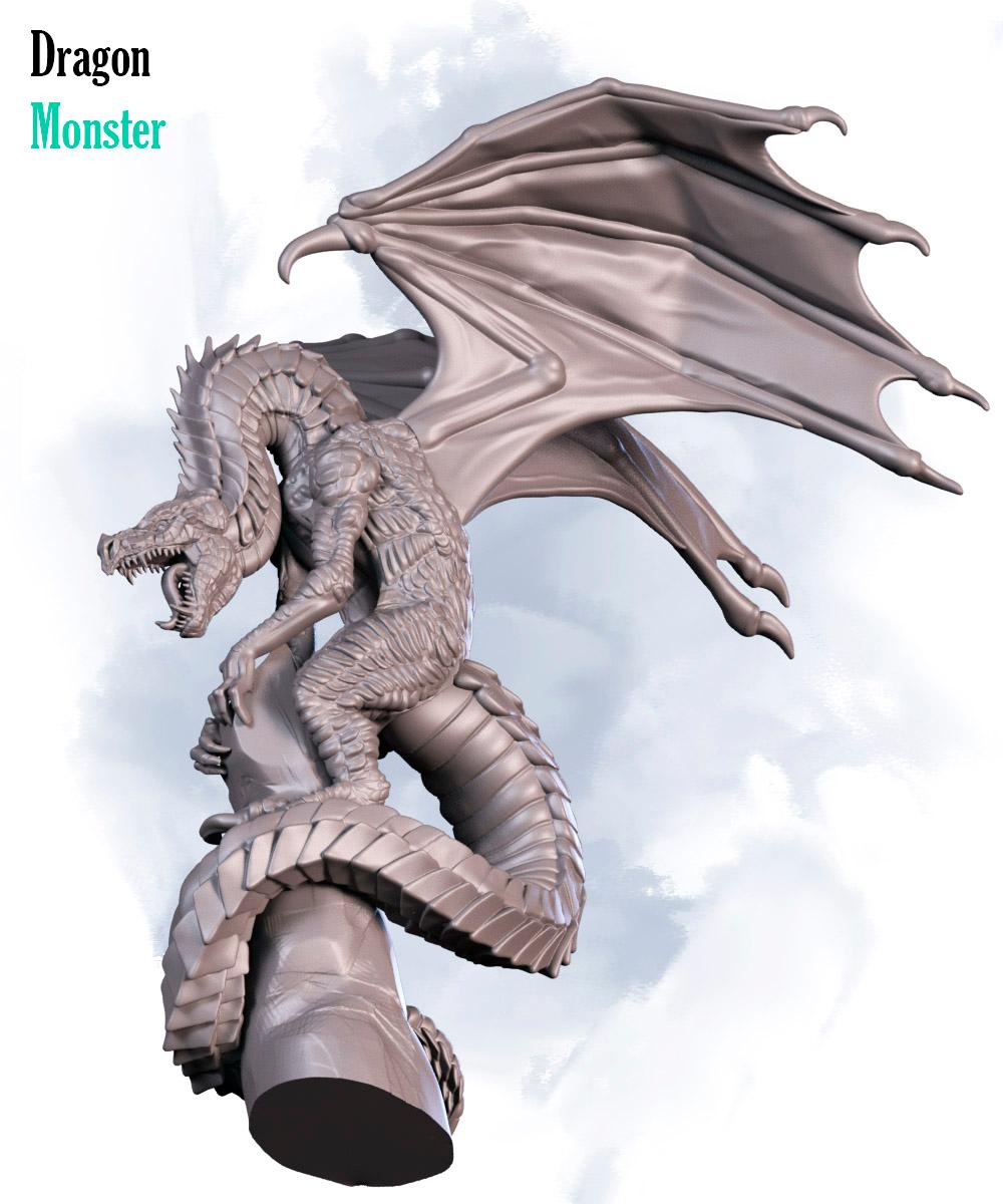 Angry dragon on mountian 3d model