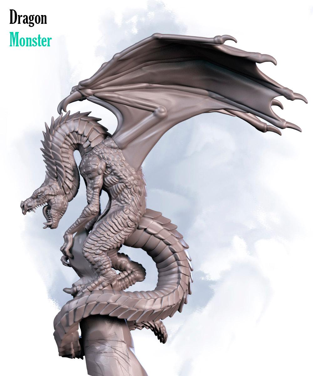 Angry dragon on mountian 3d model