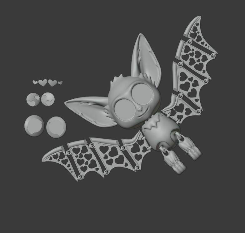 ARTICULATED VALENTINE'S DAY HEART BAT 3d model