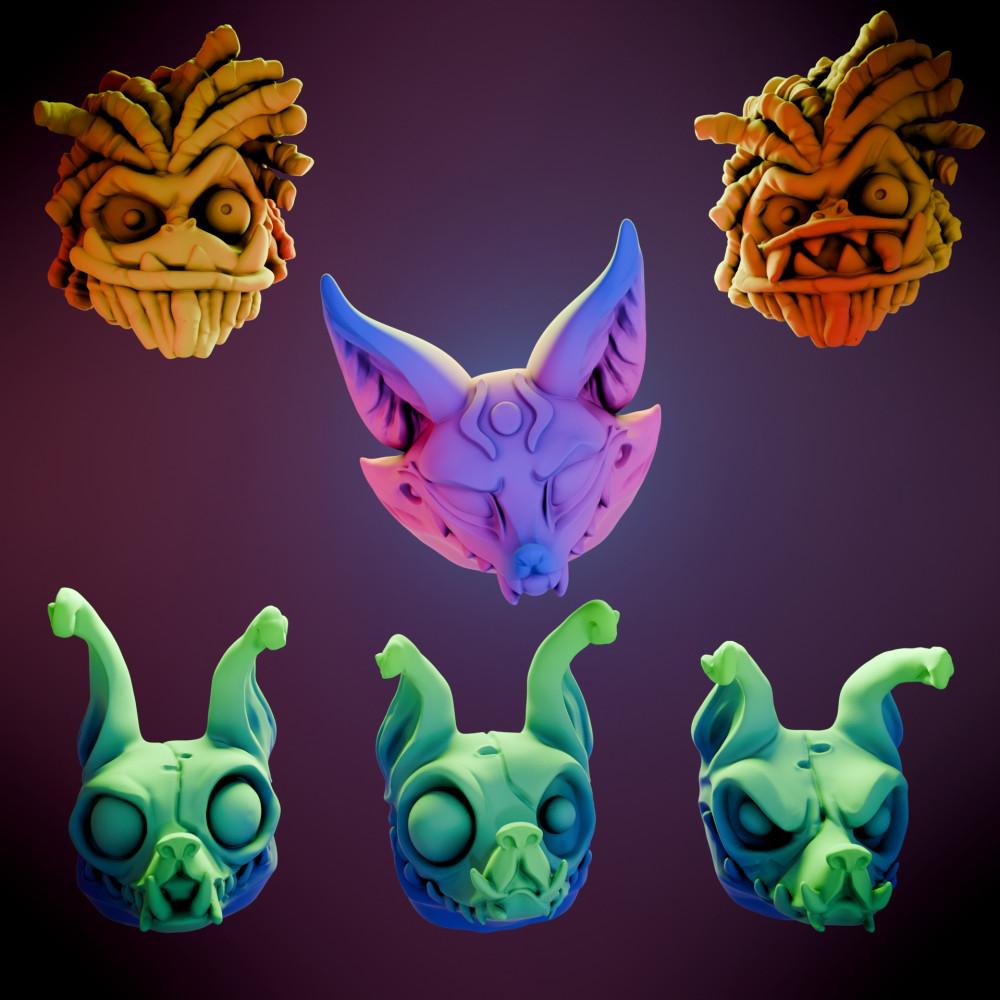 Cerberus, Kitsune, and Bigfoot Bonus Magnets 3d model