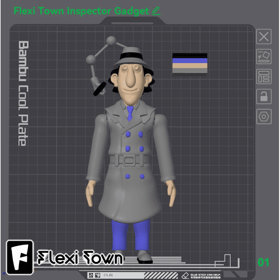 Flexi Print-in-Place Inspector Gadget 3d model