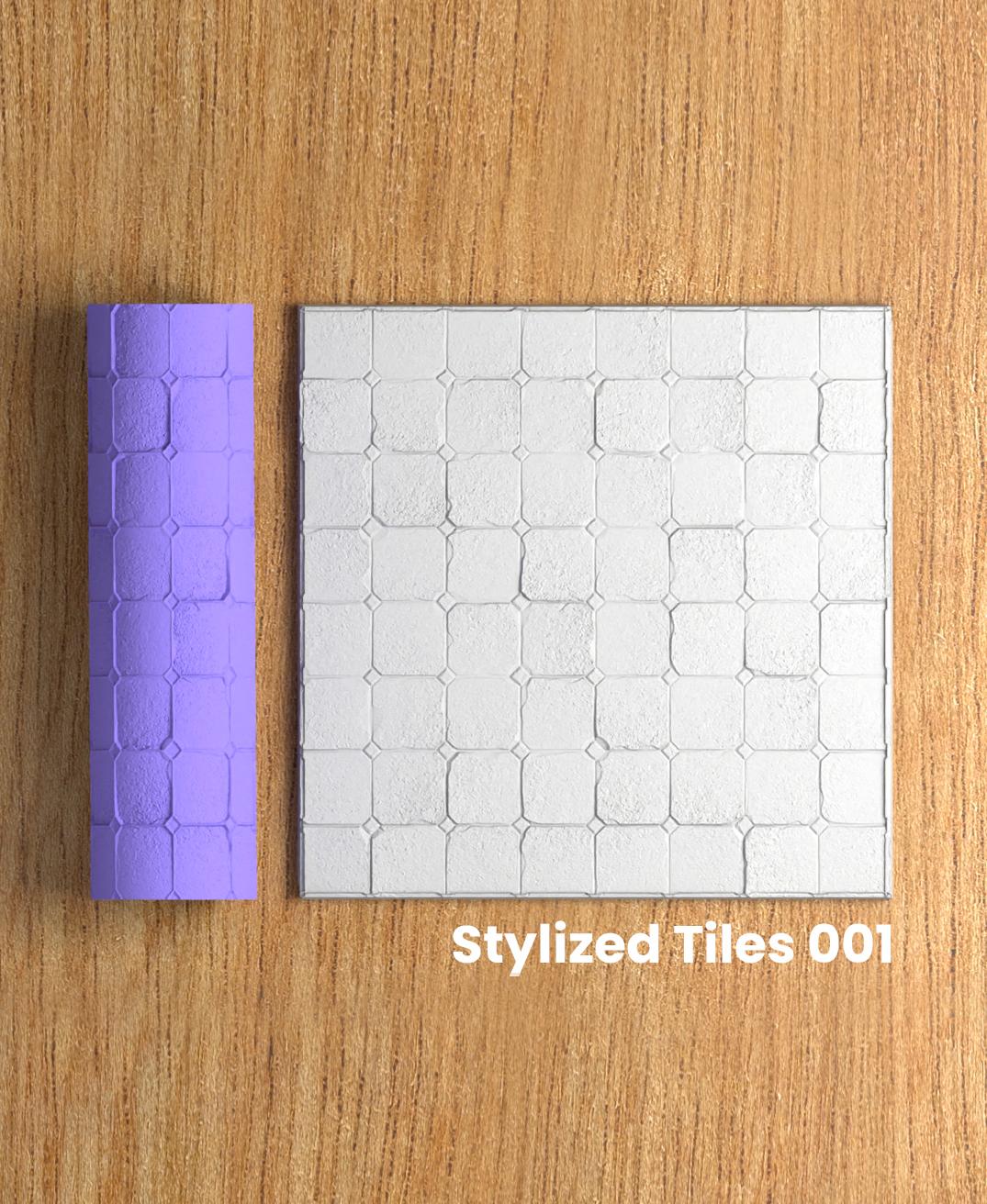 Collection Green | Stylized Tiles 001 | Polymer Clay Seamless Texture Roller 3d model