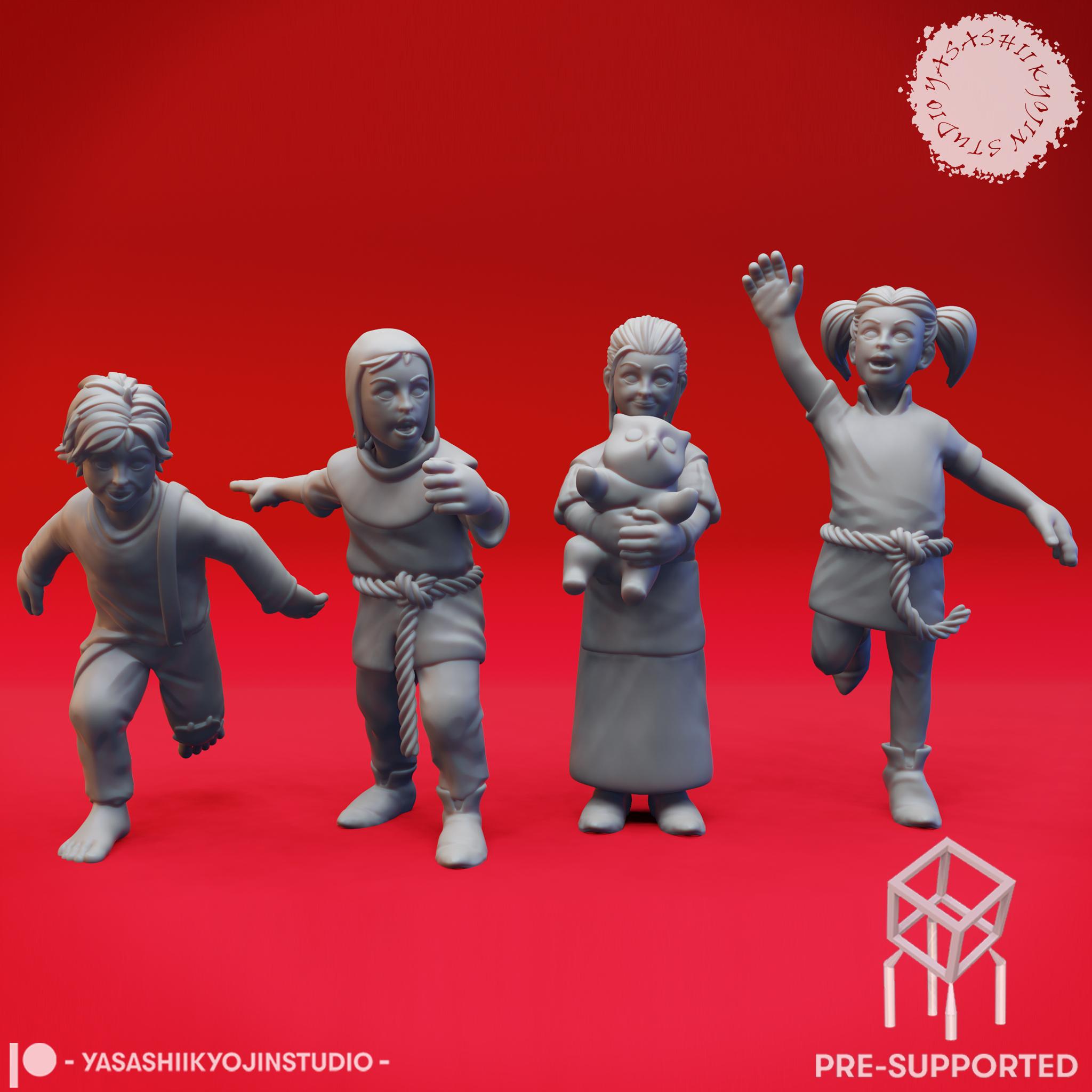 Townsfolk - General Children - Tabletop Miniatures (Pre-Supported) 3d model