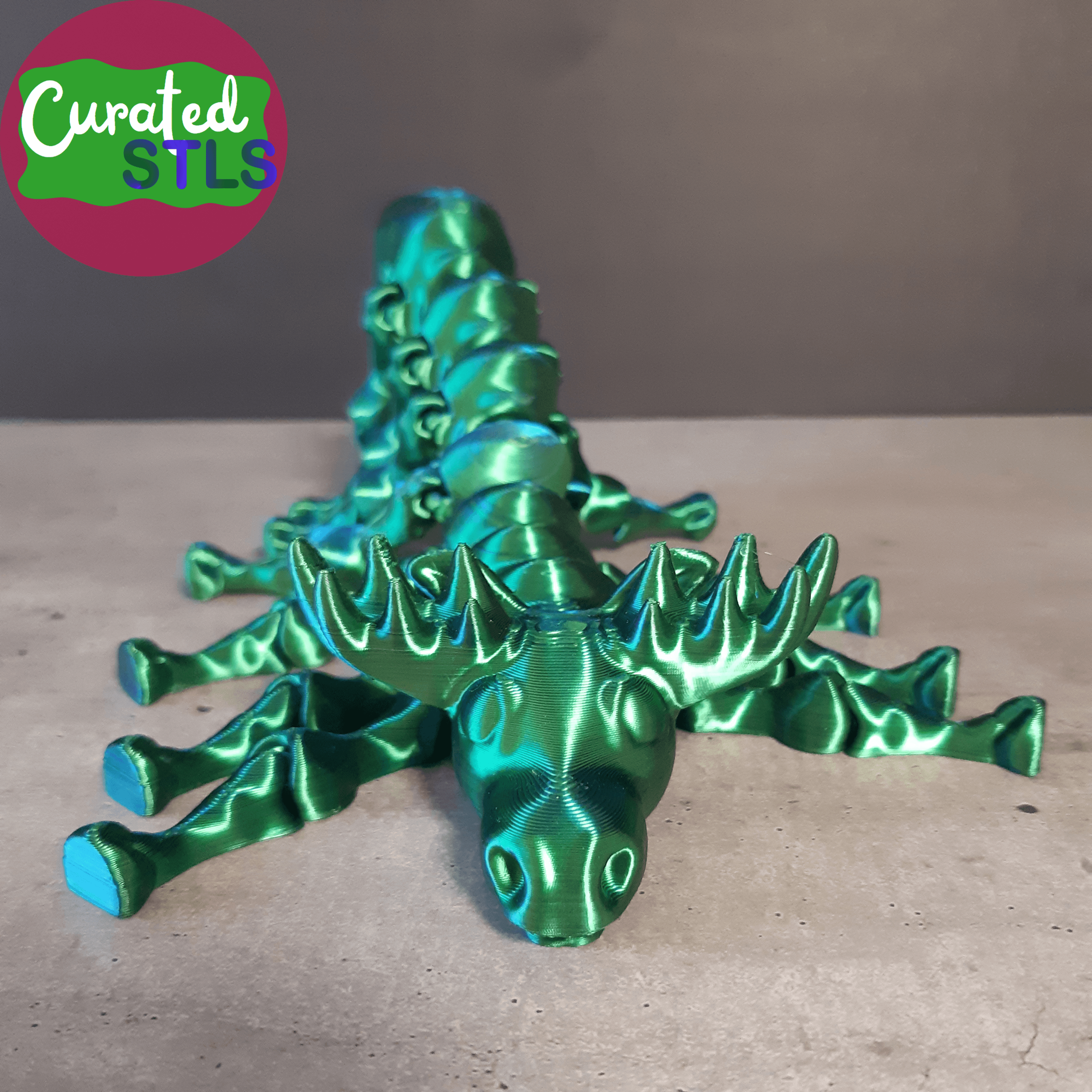 Flexi Moosipede - Moose / Centipede - Articulated Toy - Print in place - Support Free 3d model