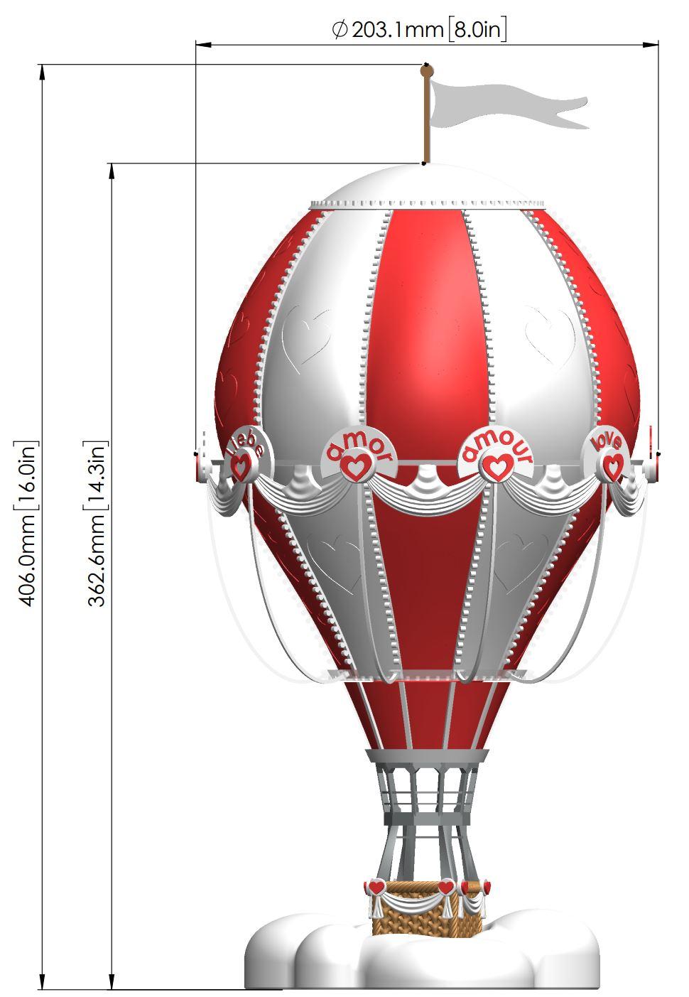 LOVE Hot Air Balloon Standard Size 3d model