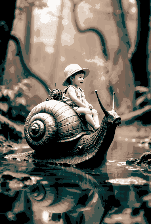 What if you could ride a snail?  Fantasy worlds Hueforge Art 3d model