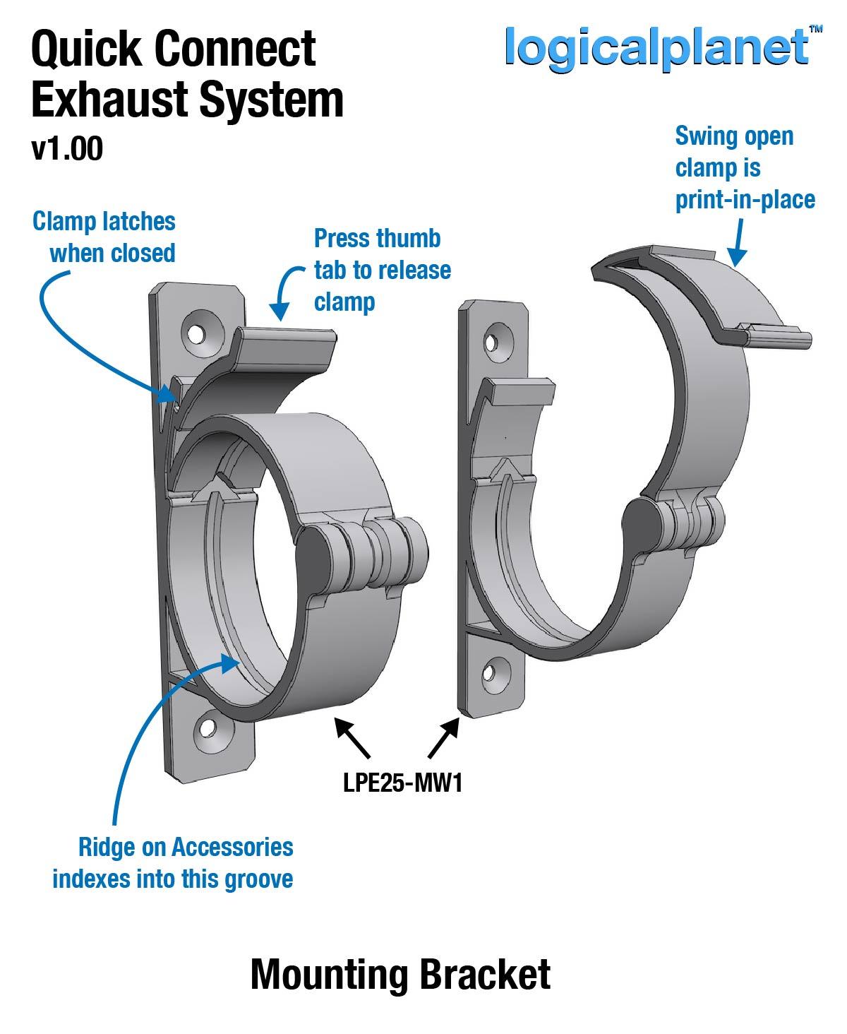 LPE Exhaust Quick Release and Mounting System 3d model