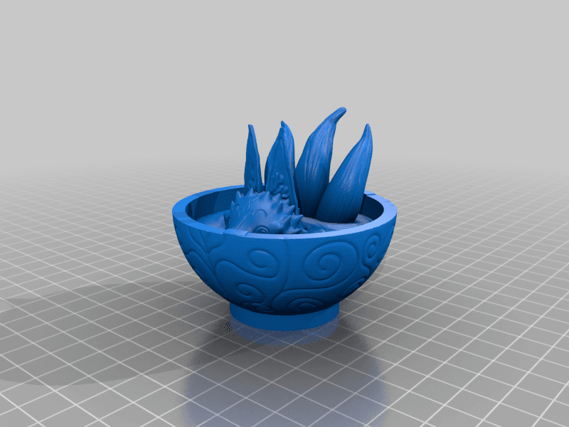 Kitsune bathing in a tea cup  3d model