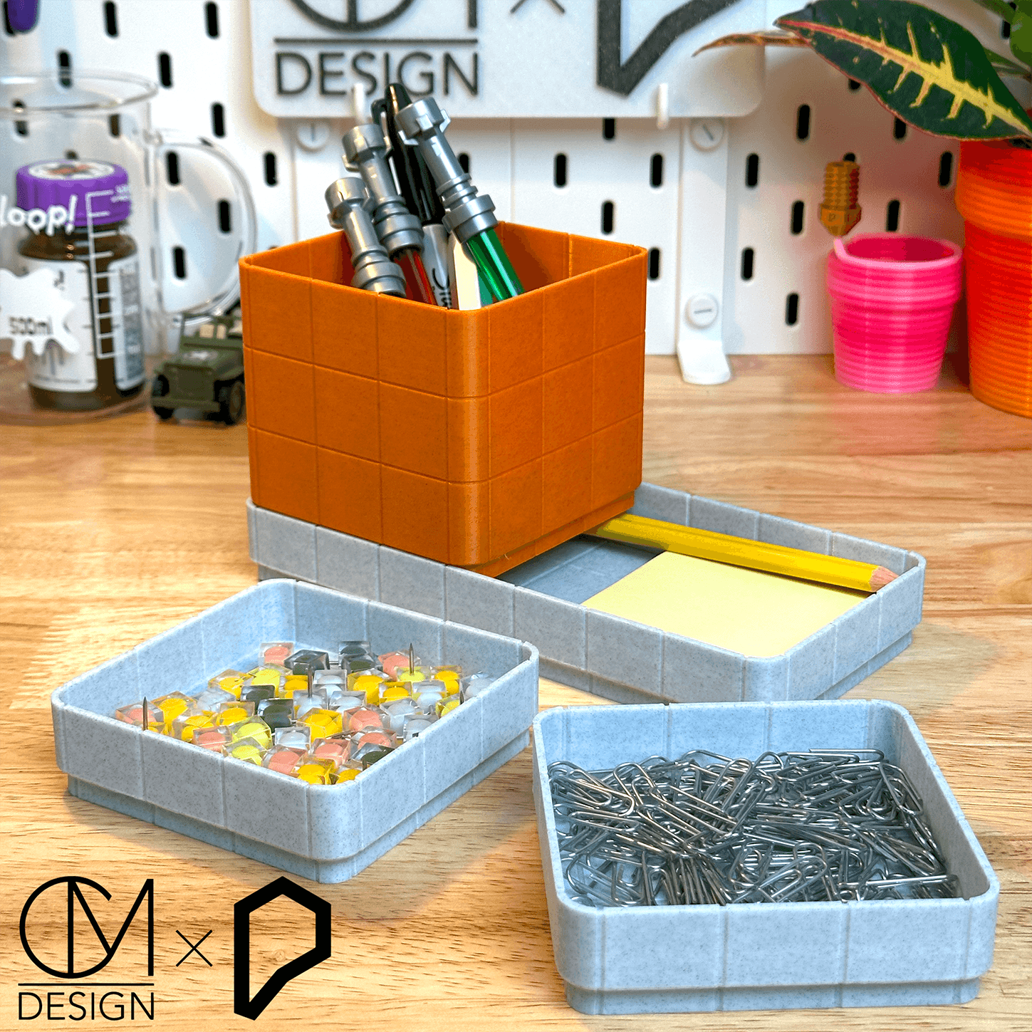 Stackable Tile Desk Organizer 3d model