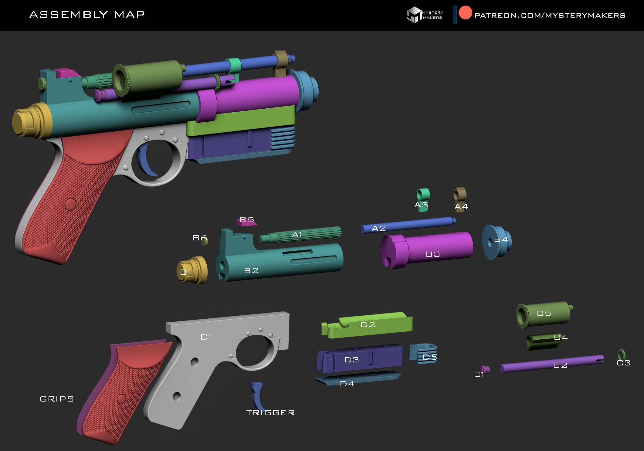 Kenobi blaster 3d model