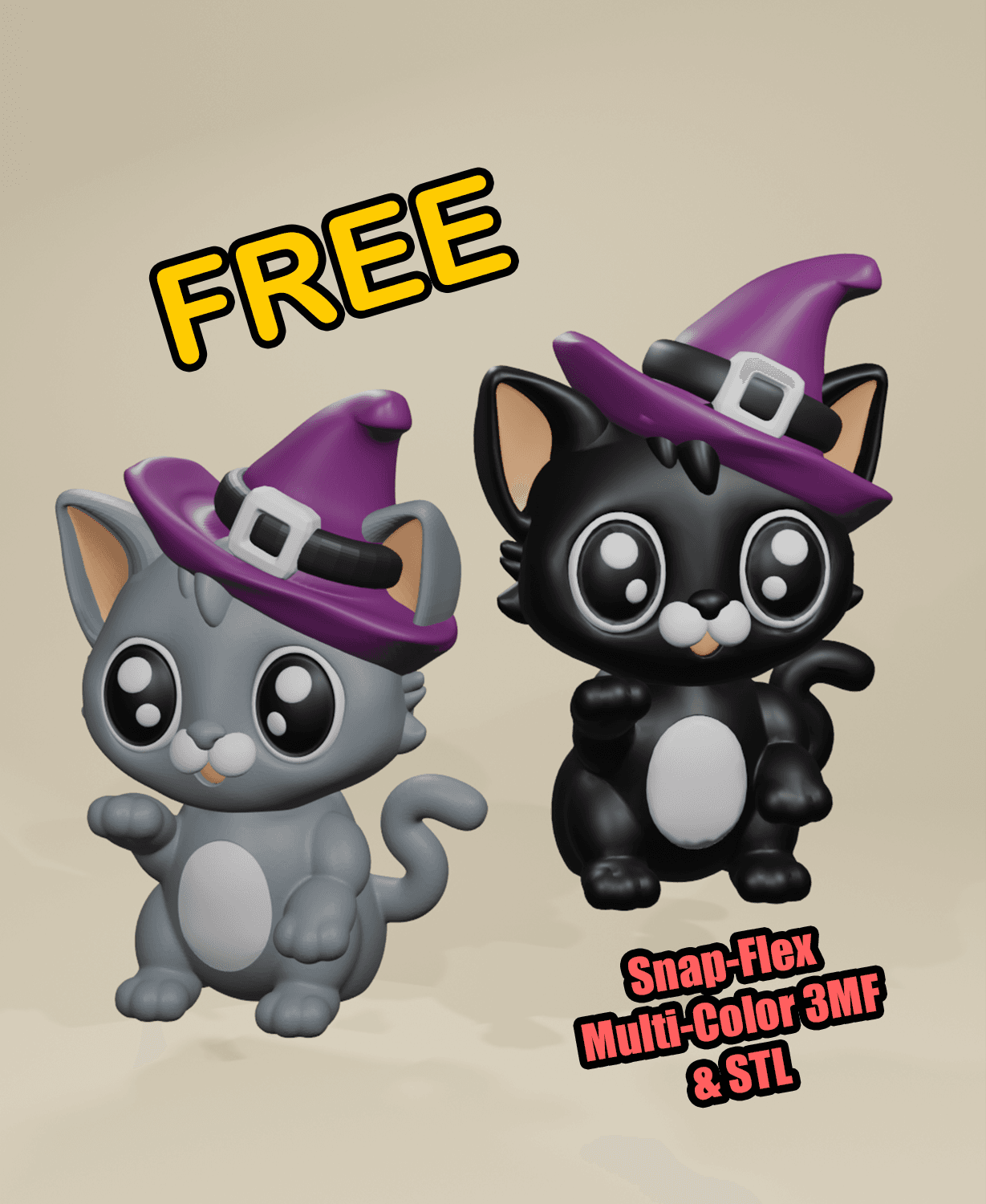 Witch Hat Snappy Cat 2024 - Snap-Flex 2.0 Articulated Fidget Toy 3d model