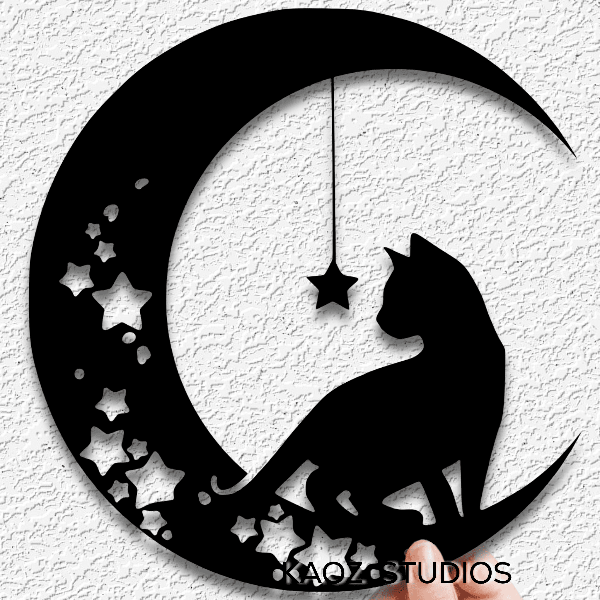 kitty on the moon wall art playful kitten in space wall decor 3d model