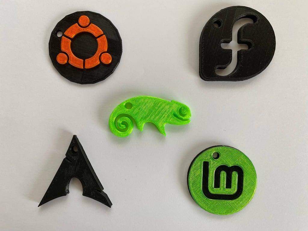 Linux Distros Keychains Collection 3d model