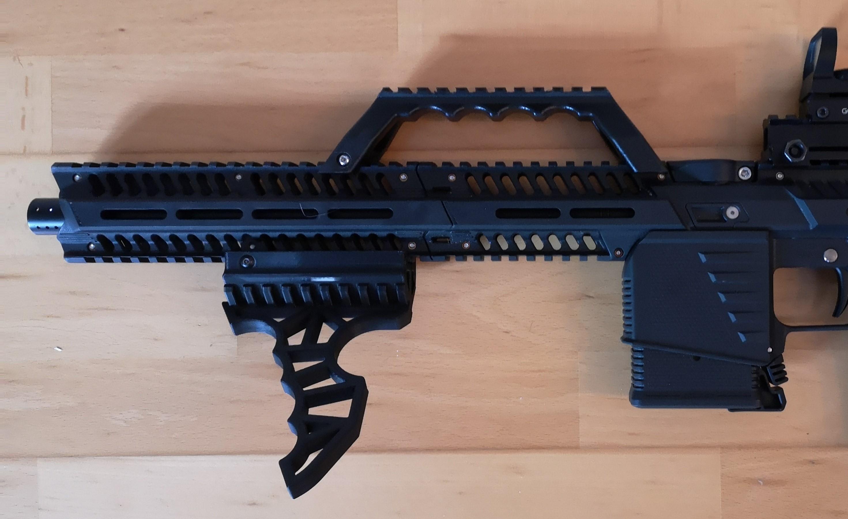 Top Rail and Raiser Paintball Magfed Milsim Woodland Gotcha 3d model