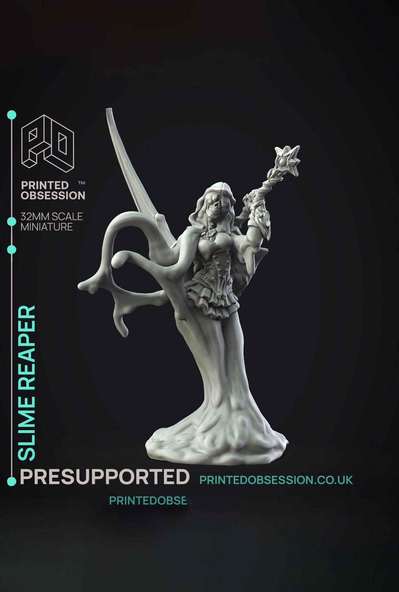 Slime Reaper - The Gelatinous Queen - PRESUPPORTED - Illustrated and Stats - 32mm scale			 3d model