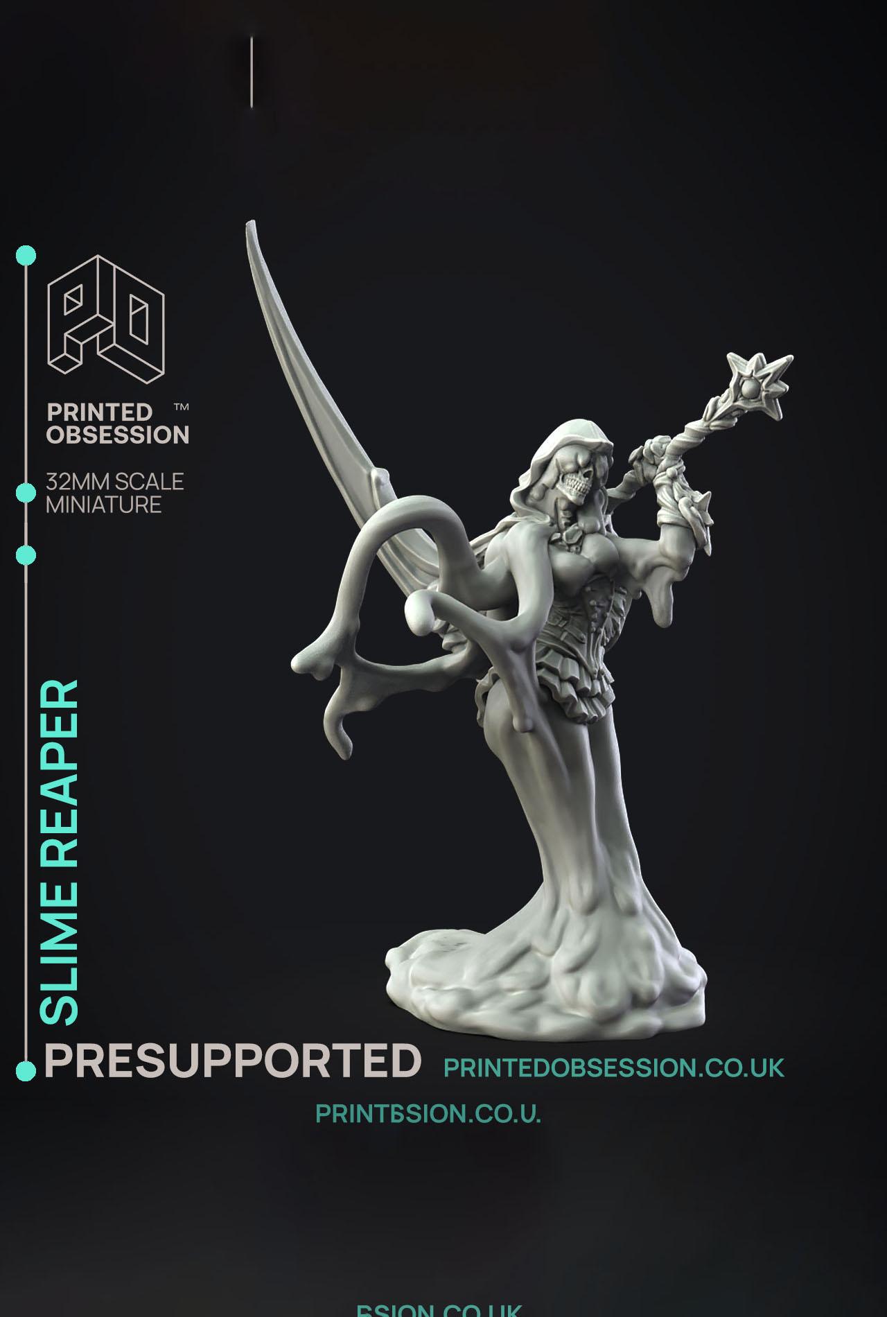 Slime Reaper - The Gelatinous Queen - PRESUPPORTED - Illustrated and Stats - 32mm scale			 3d model