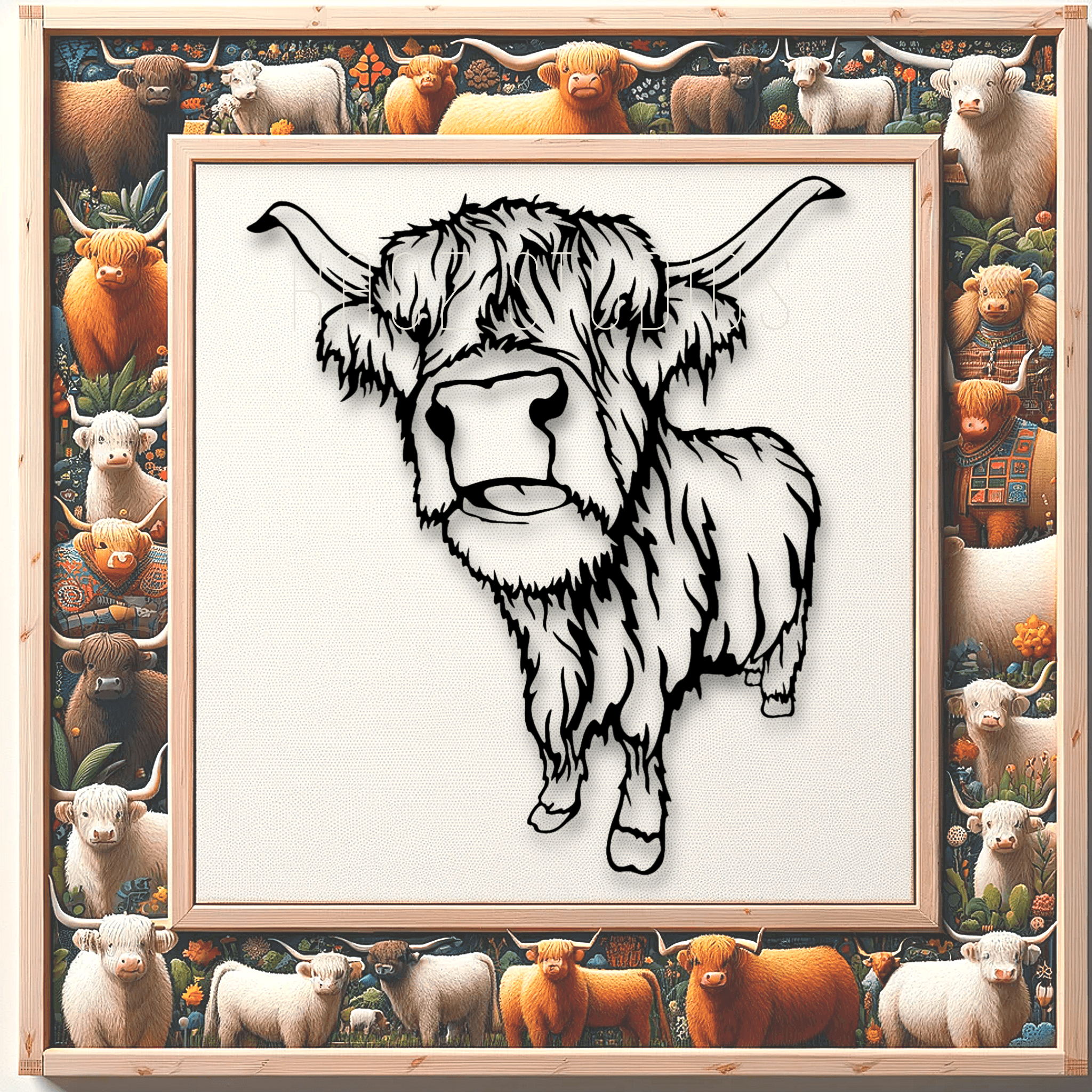 funny highland cow wall art 3d model