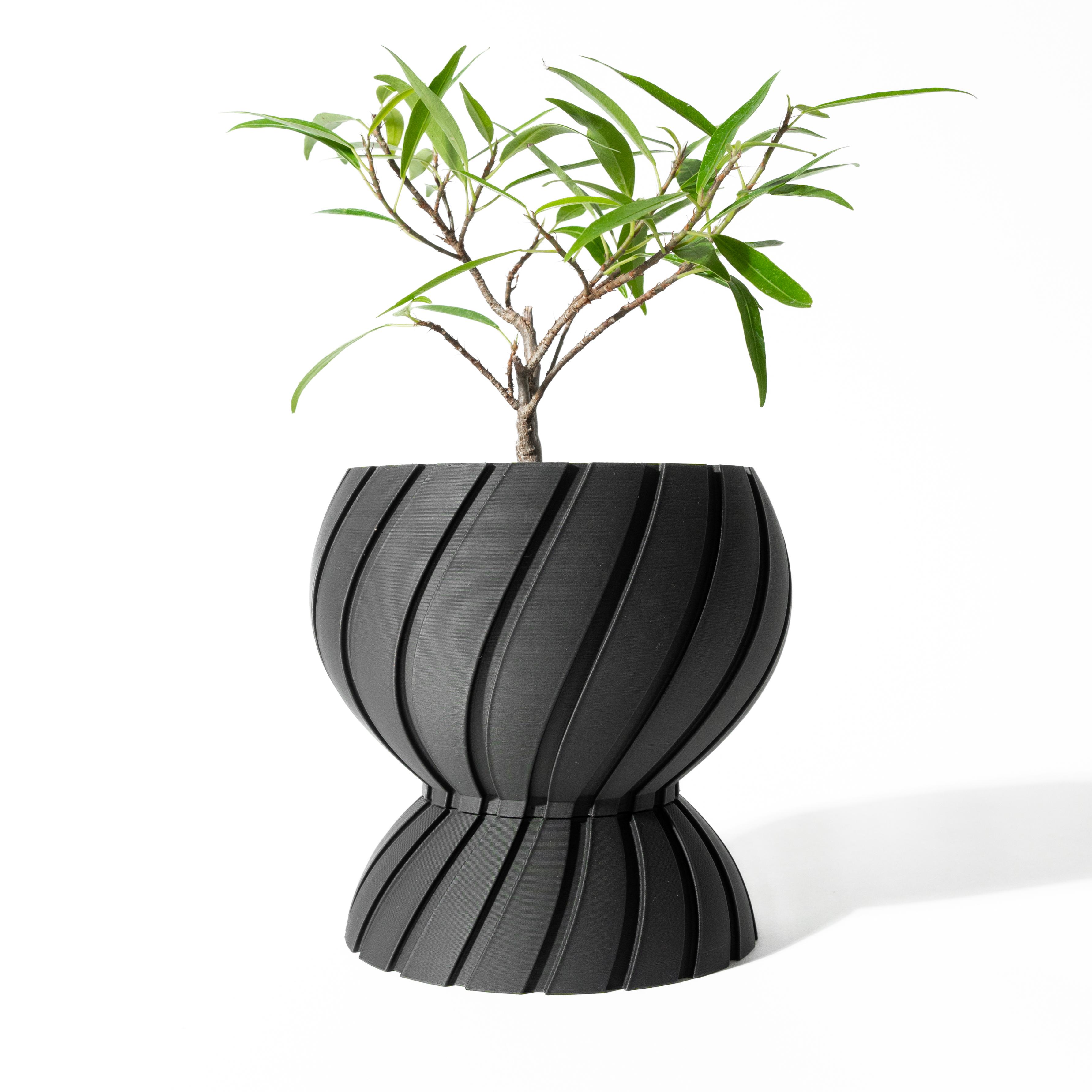 The Maki Planter Pot with Drainage Tray & Stand: Modern and Unique Home Decor for Plants 3d model