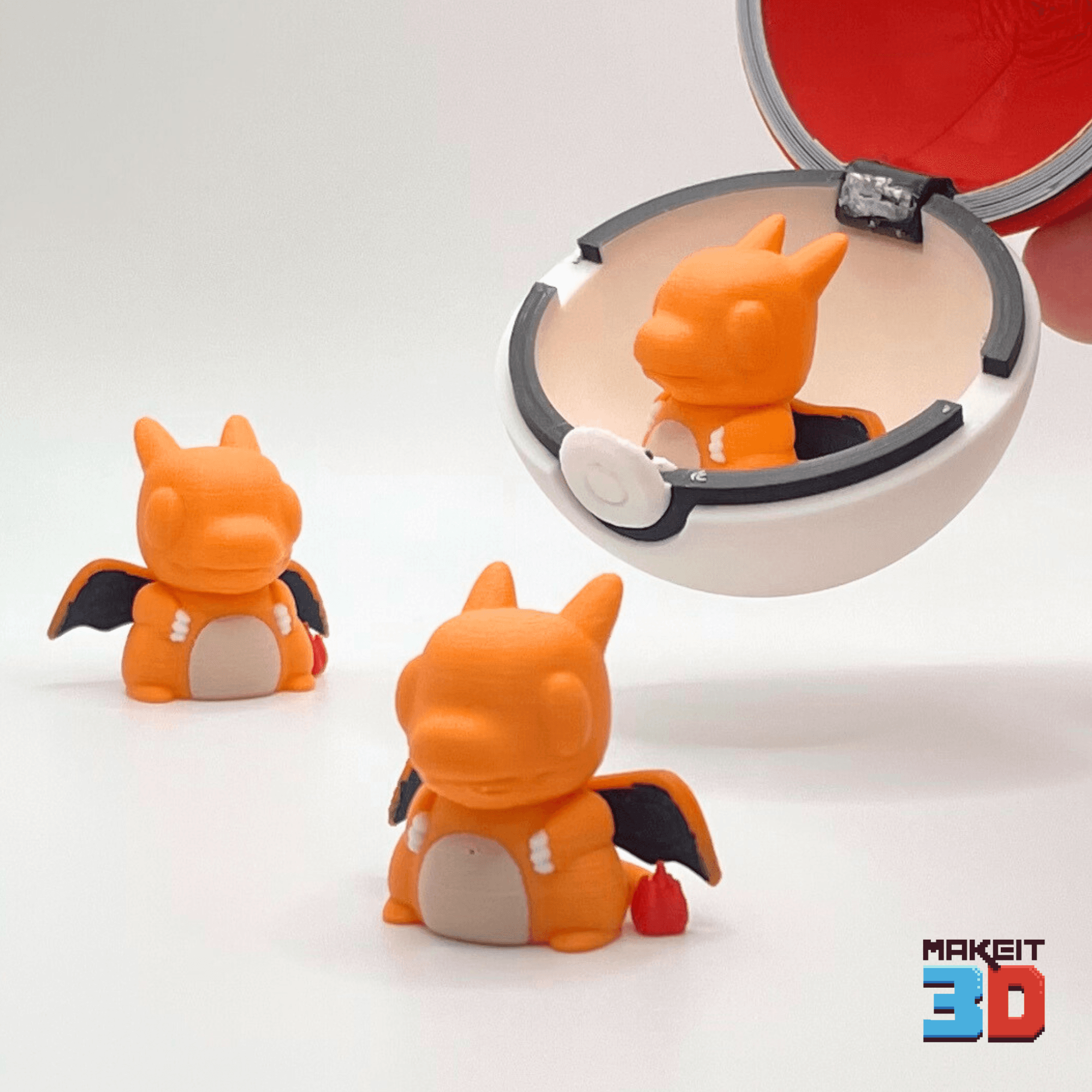 3D Printable ChibiCharzrd With Print in Place PokebaII 3d model