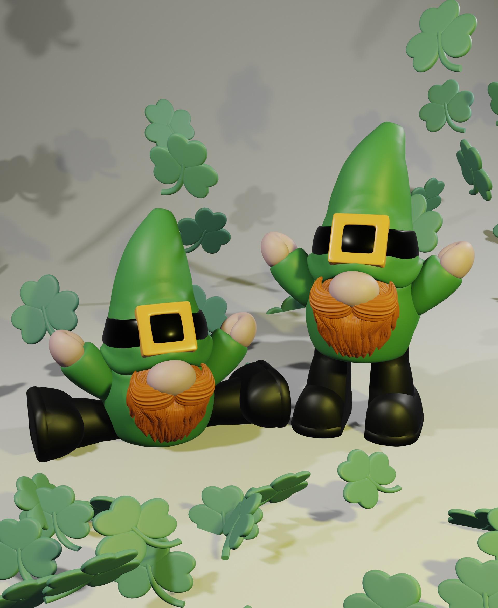 St Patty's Flexi Gnome - Articulated Fidget Toy 3d model