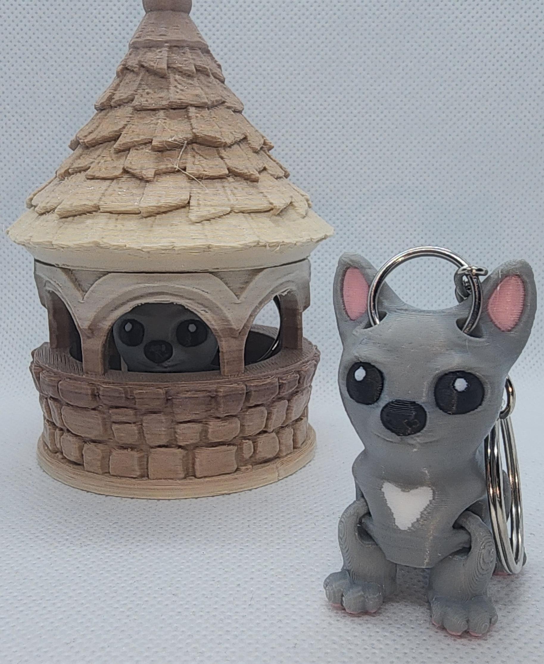 Chihuahua Keychain Fidget - Elegoo Gray, Pink and black, Bambu Lab White - 3d model