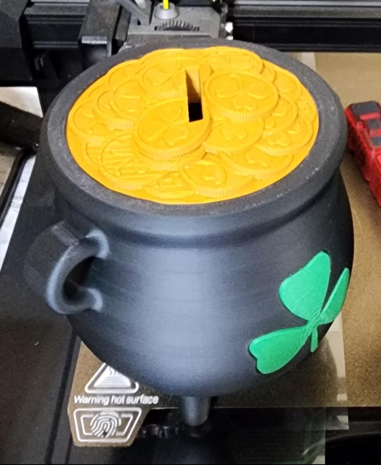 St Patrick's Day Leprechaun's Cauldron Money Box / Multi Parts 3d model