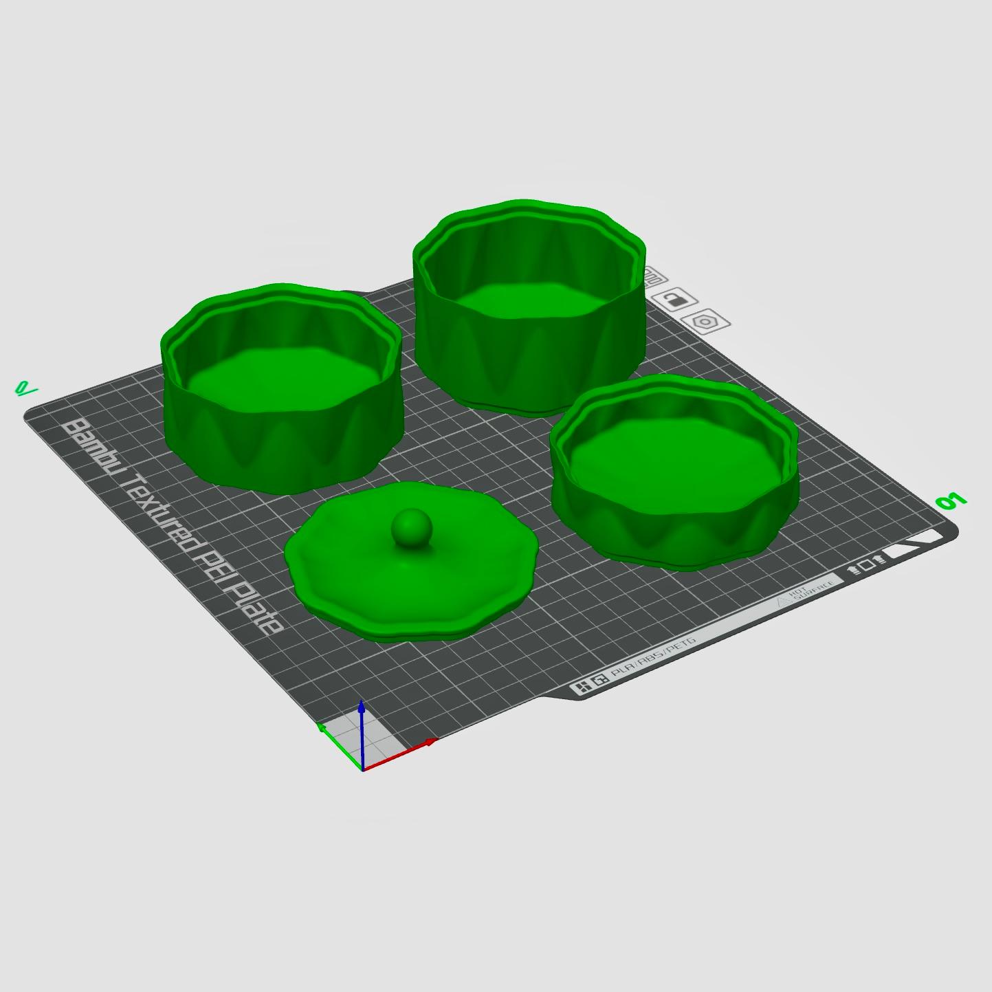 Set of 3 Stackable Storage Boxes with Cap 3d model