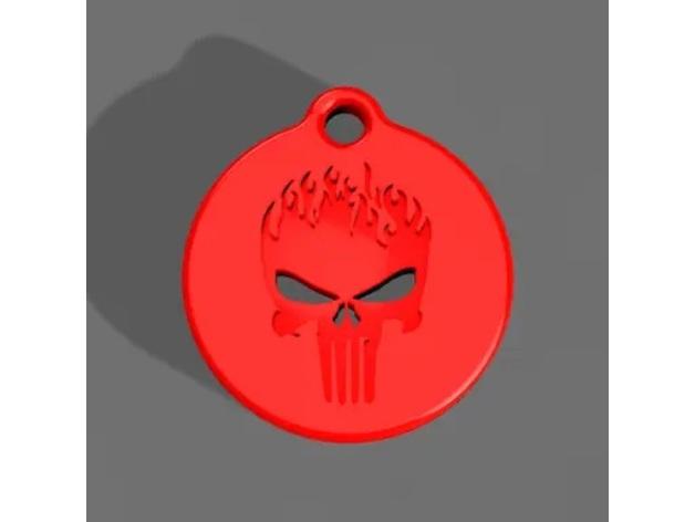 Flaming Punisher Keychain 3d model