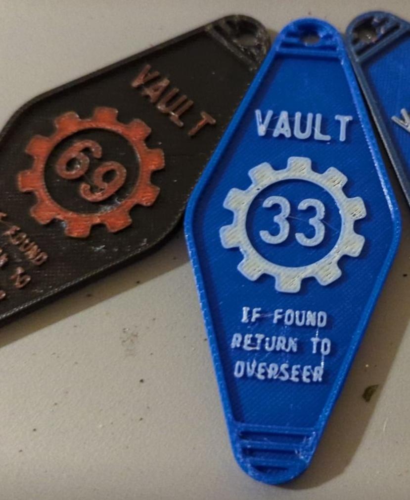 Fallout Inspired Vault Key Fob Assortment - Print in place 3d model