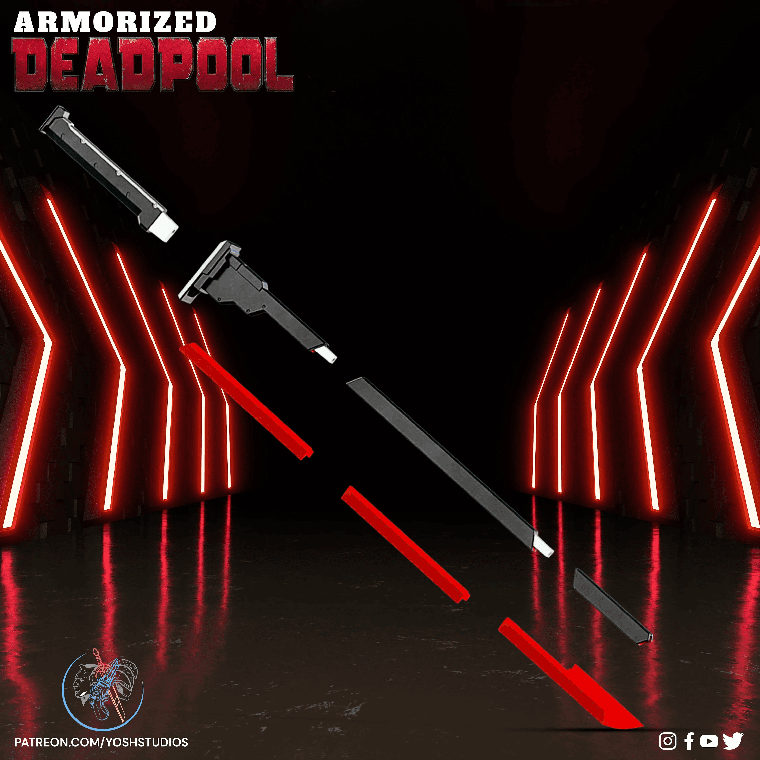 Armorized Deadpool Swords 3D Print File STL 3d model