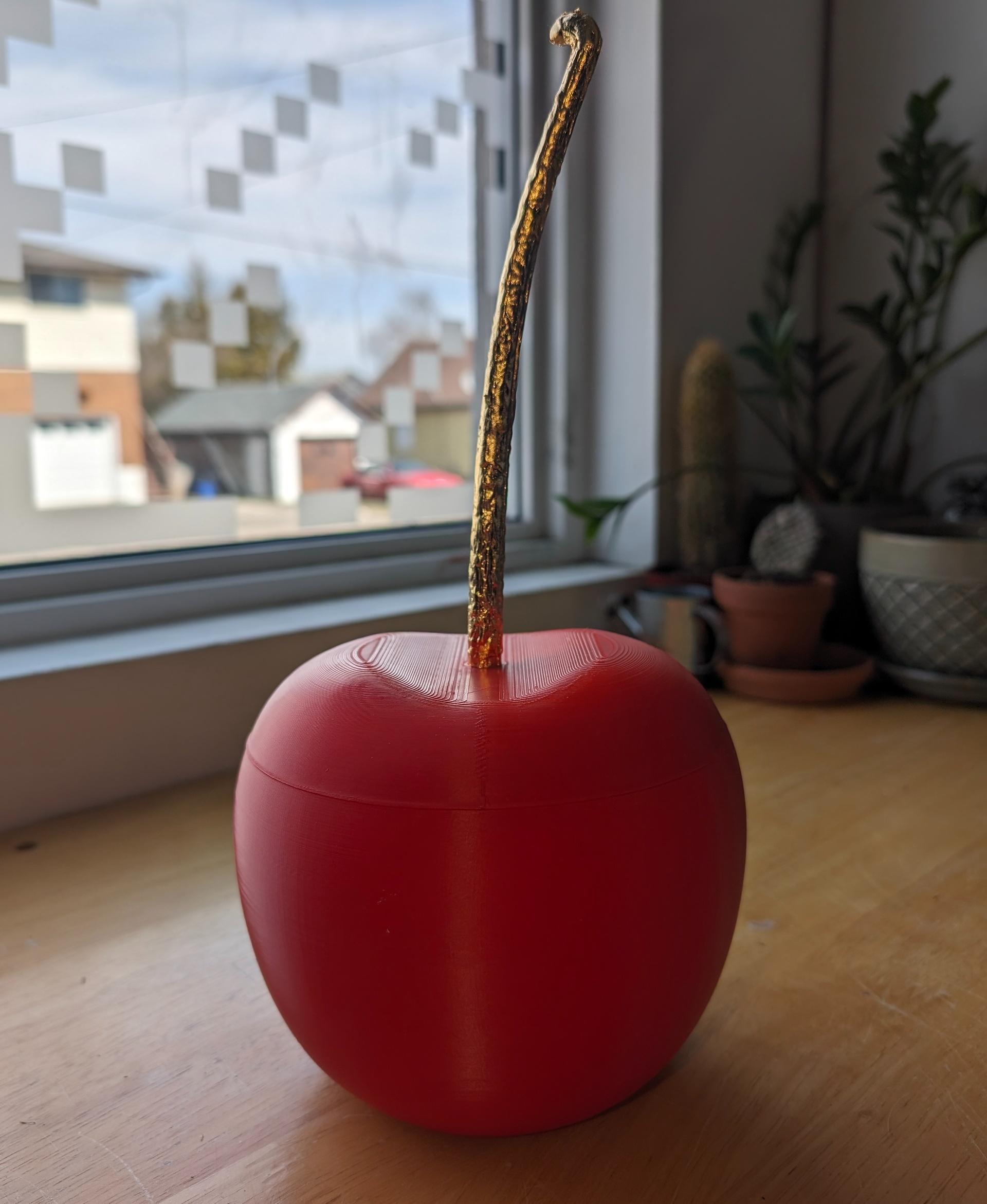 Cherry stash box  - Printed at 125% scale. Gilded the stem with gold leaf. The gf LOVES this!! - 3d model