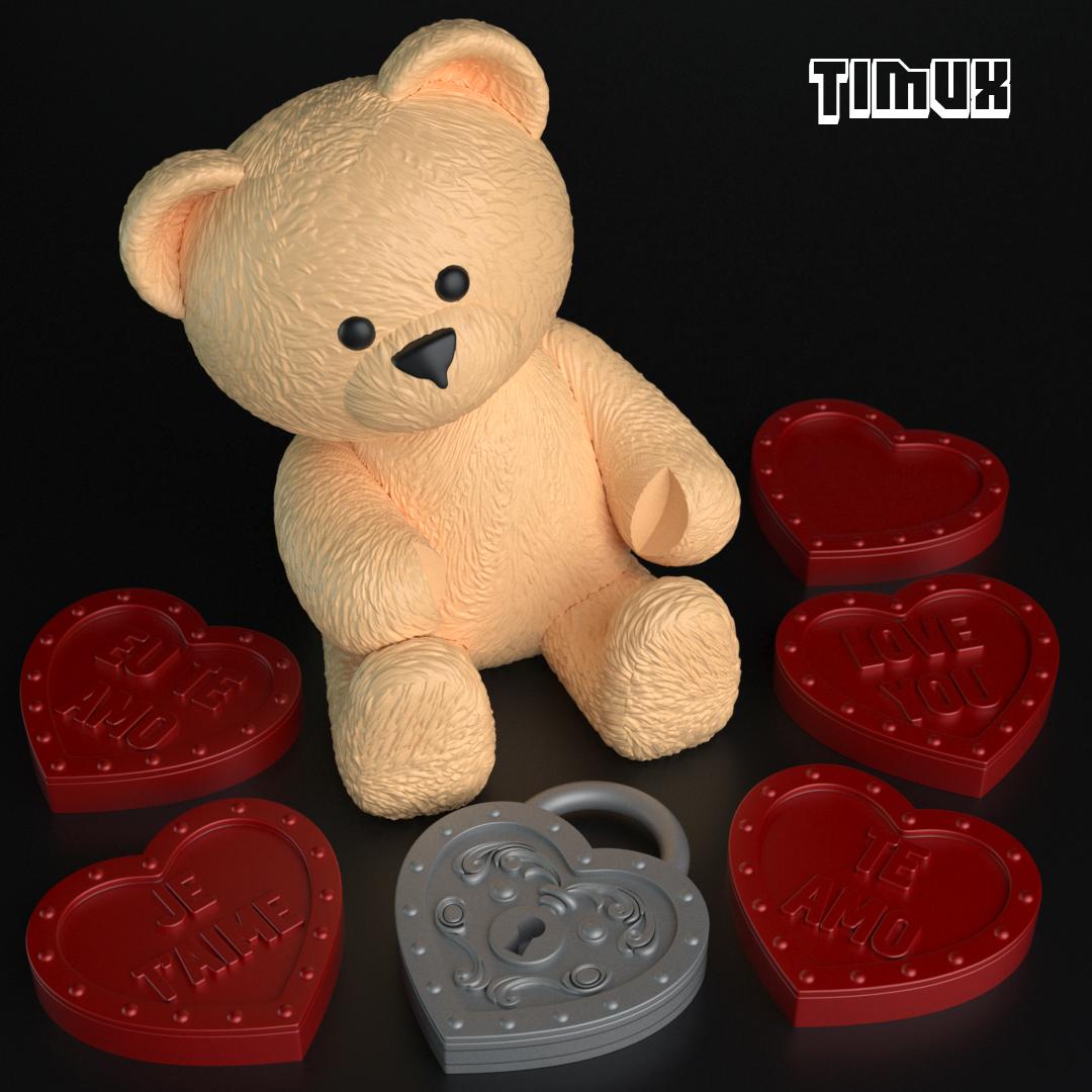 TEDDY BEAR WITH HEART 3d model