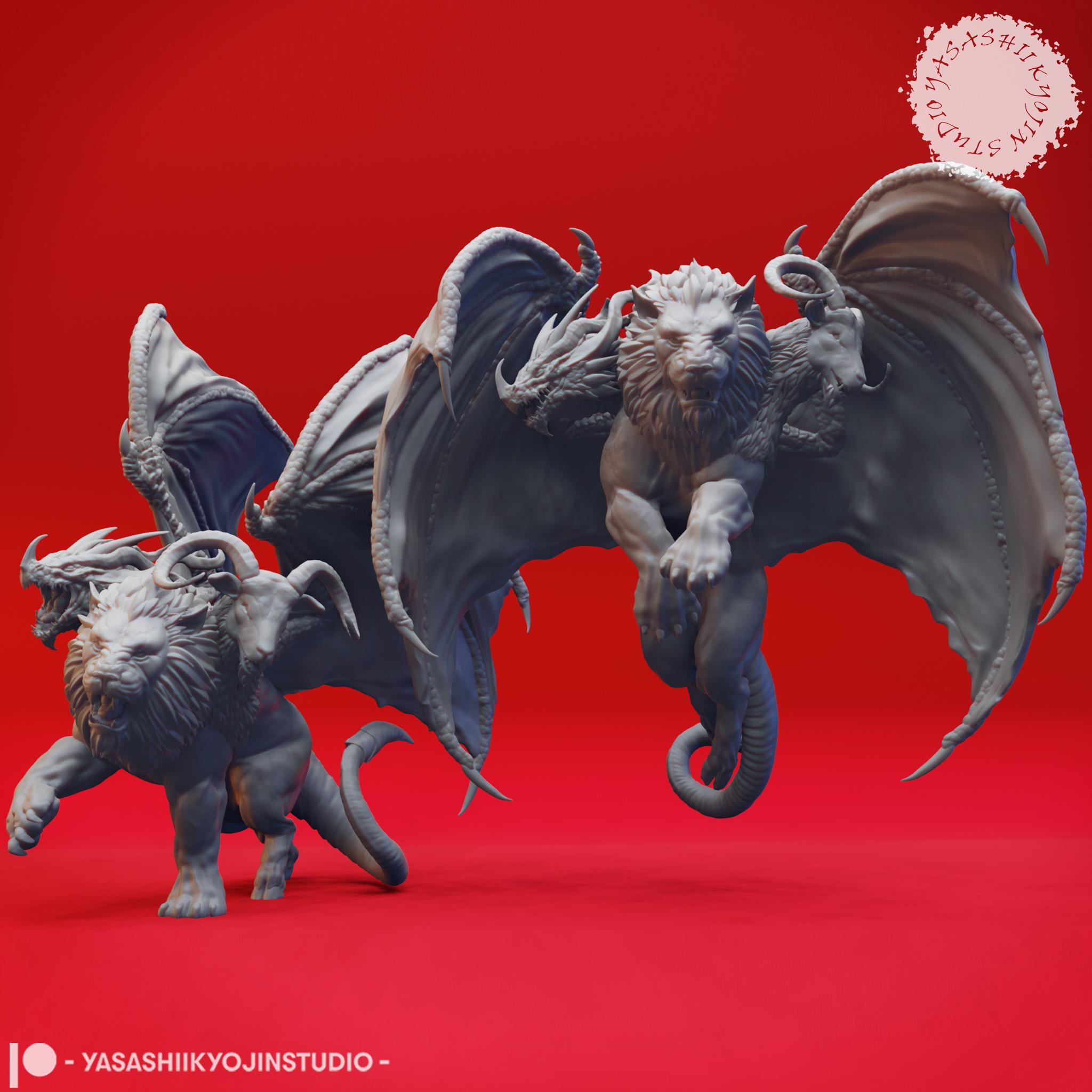 Chimera Pair - Tabletop Miniatures (Pre-Supported) 3d model