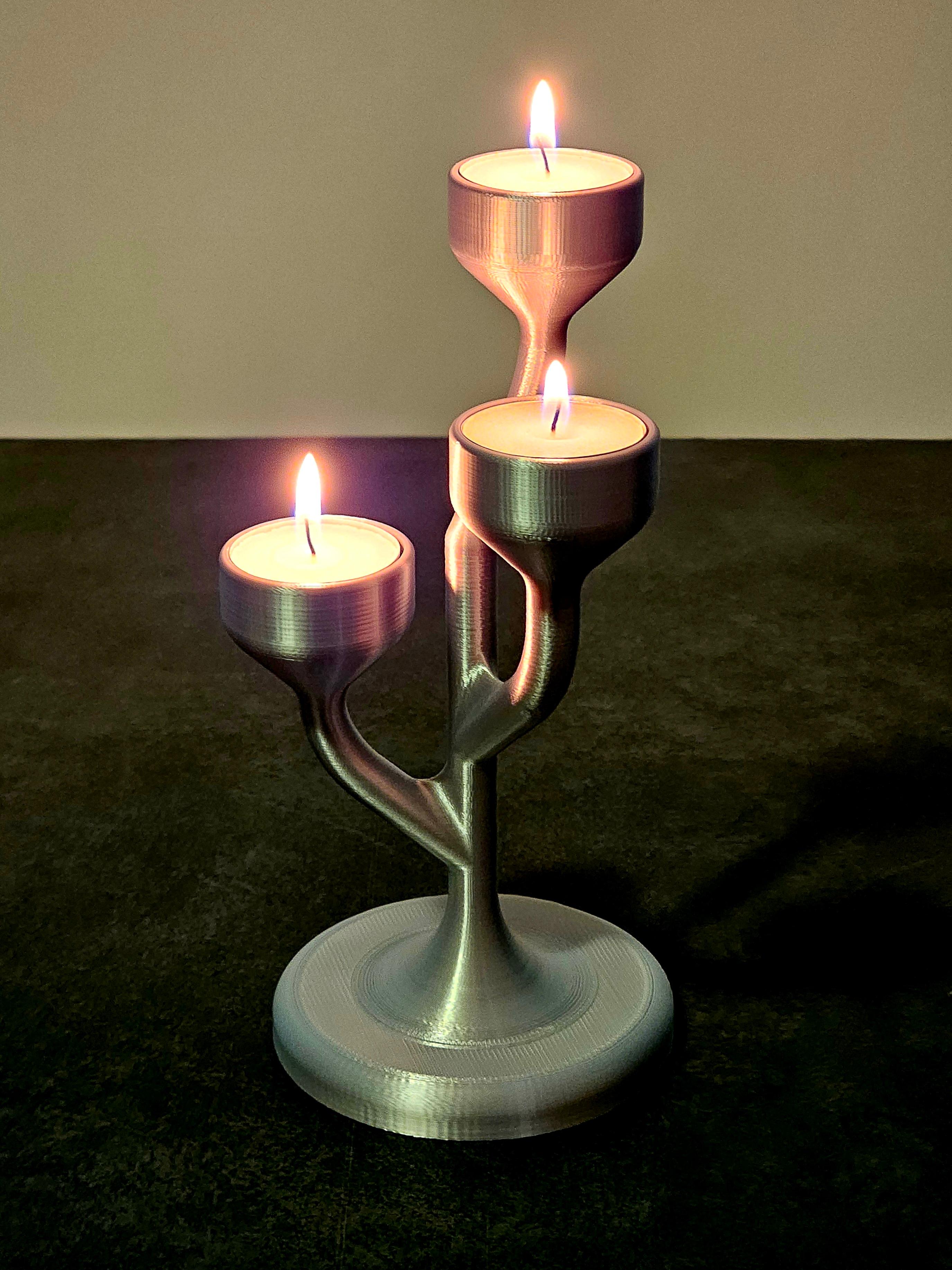 Candle Holder in Sleek Design for 3 Tea Lights 3d model