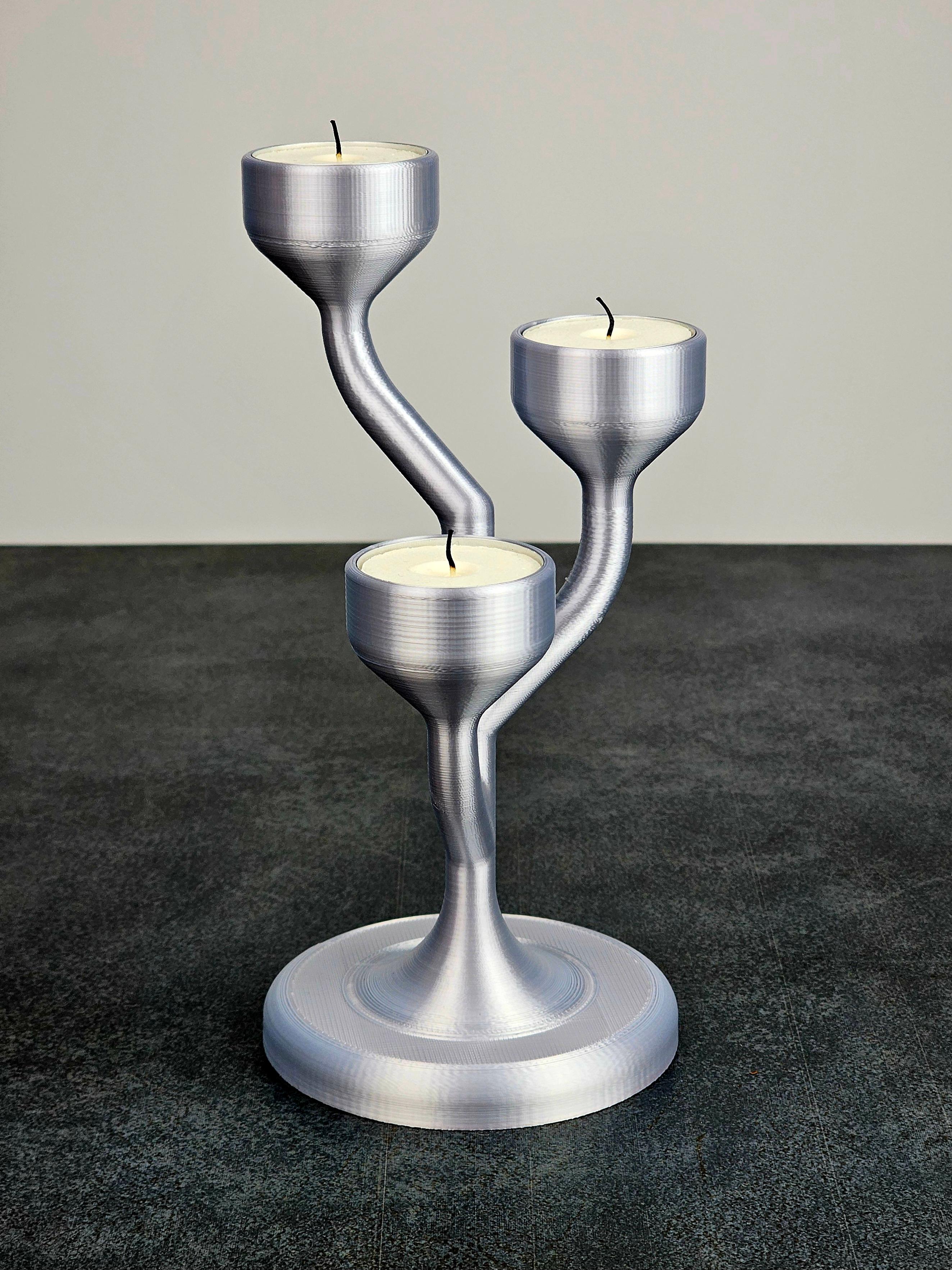 Candle Holder in Sleek Design for 3 Tea Lights 3d model