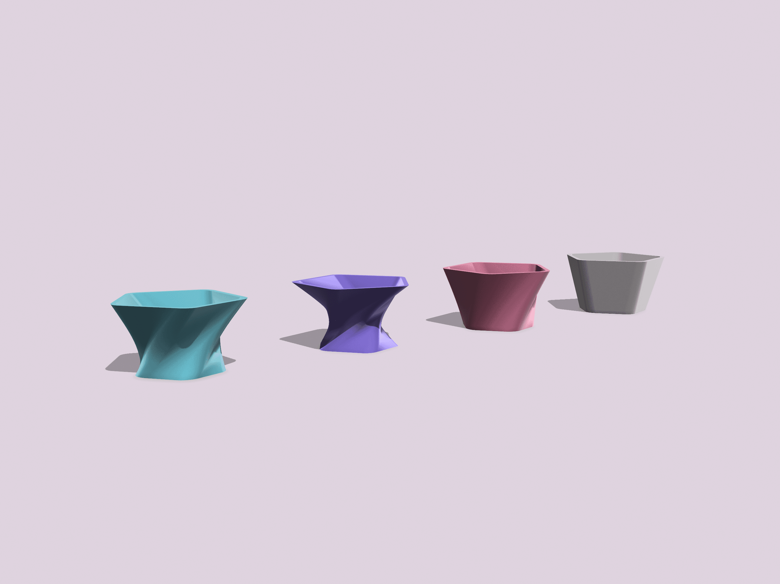 Pentagonal Planter Pots Minimalist Design Strong Fillet Collection 3d model