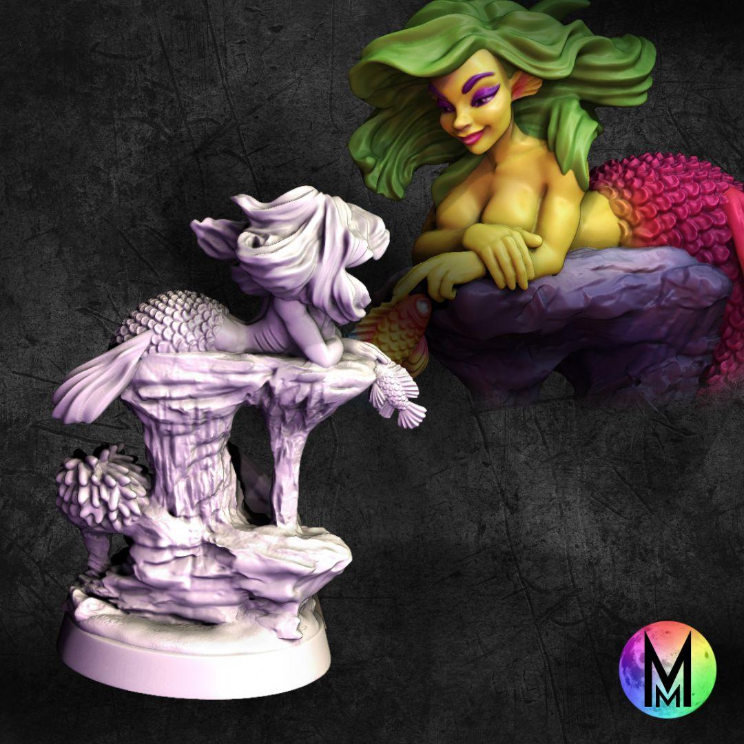 Aisling the Mermaid - Mermaid relaxing on coral 3d model