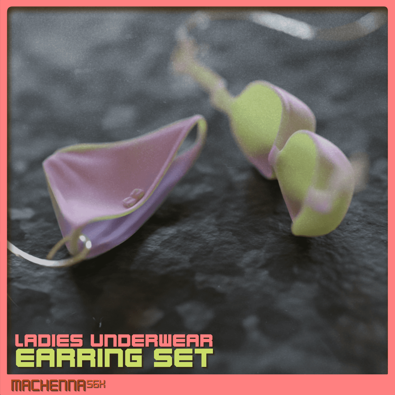 Ladies Underwear Earring Set 3d model