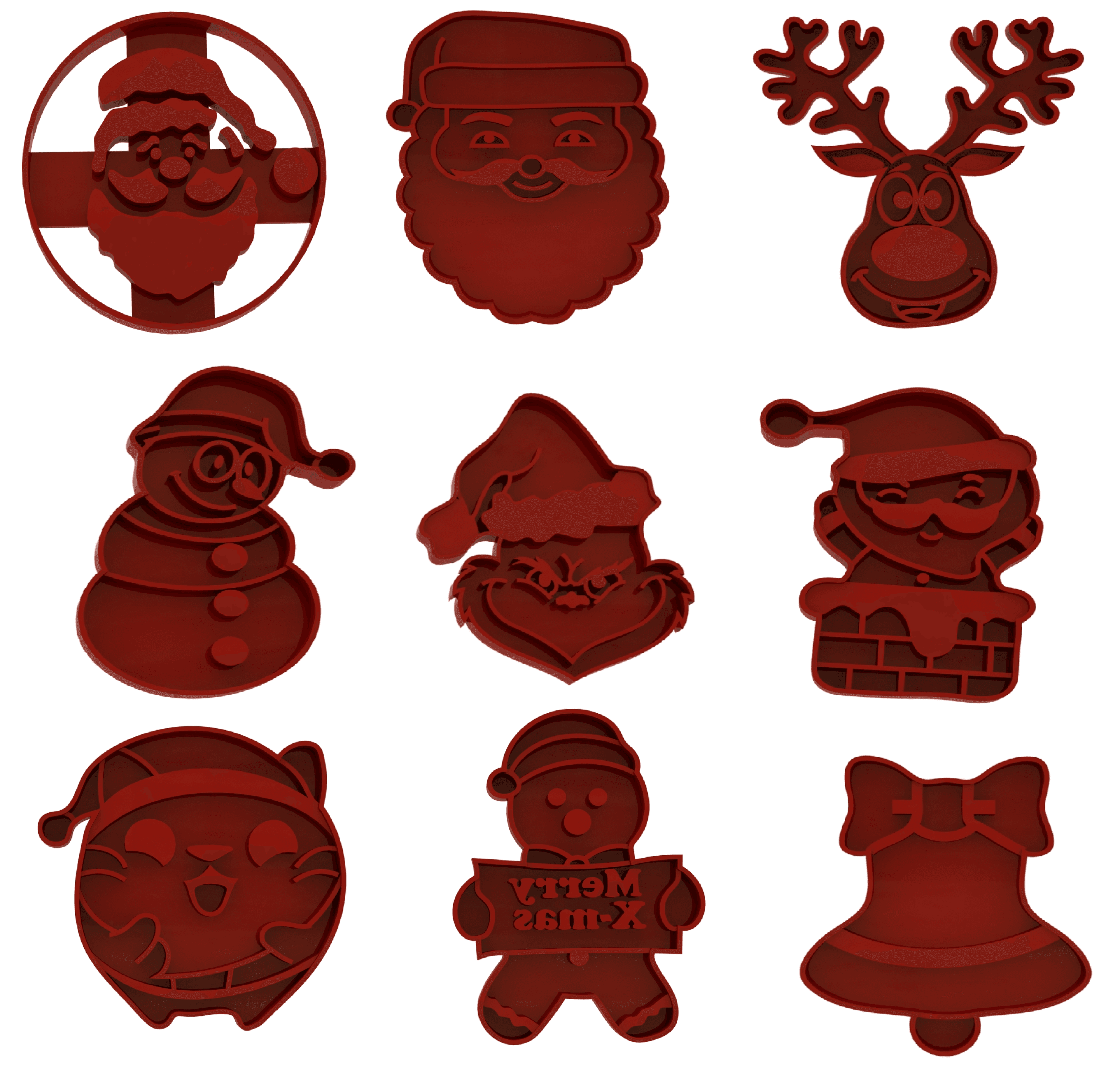 Christmas cookie cutters set 3d model