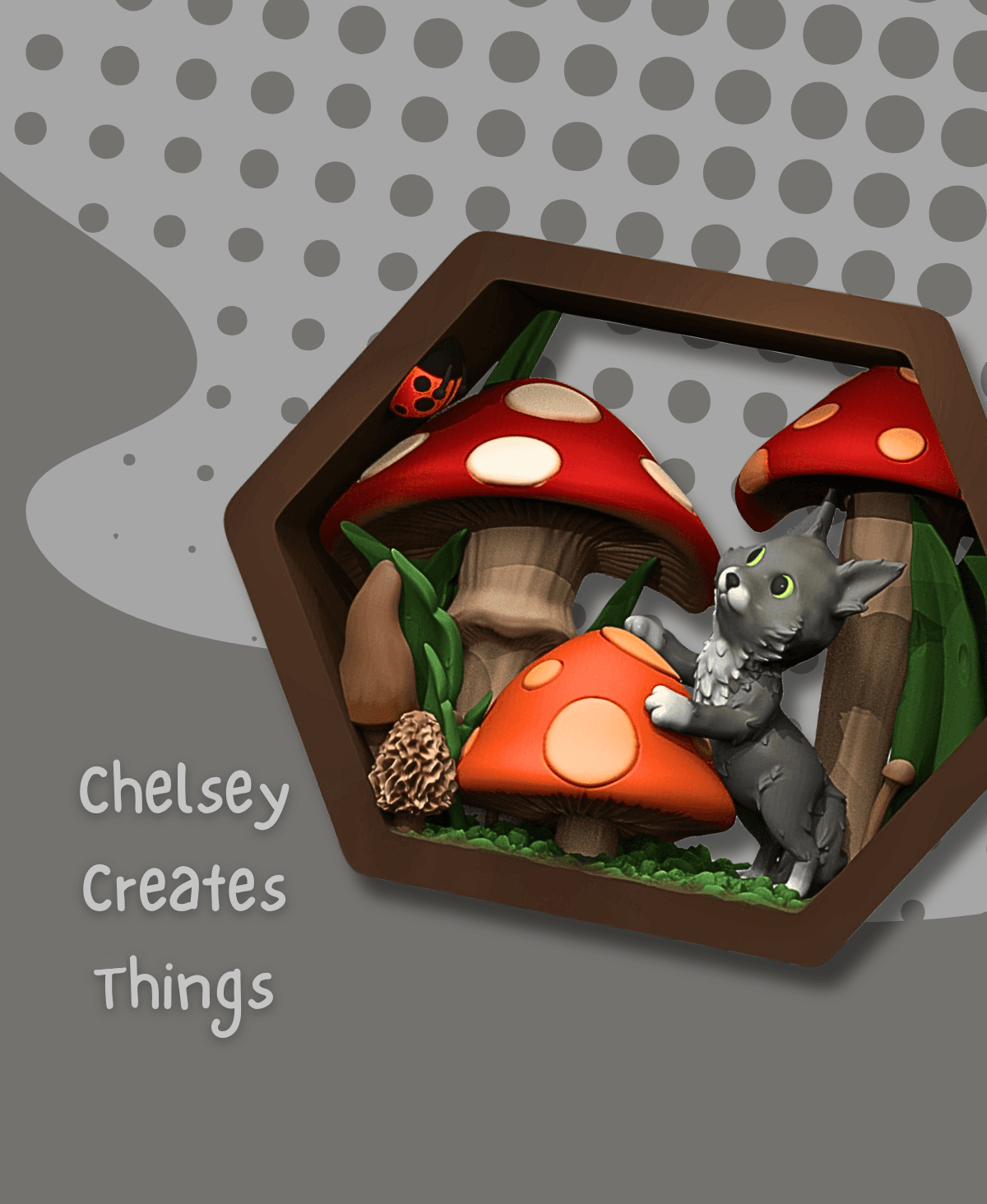 Mushroom Cat Wall Decor 3d model