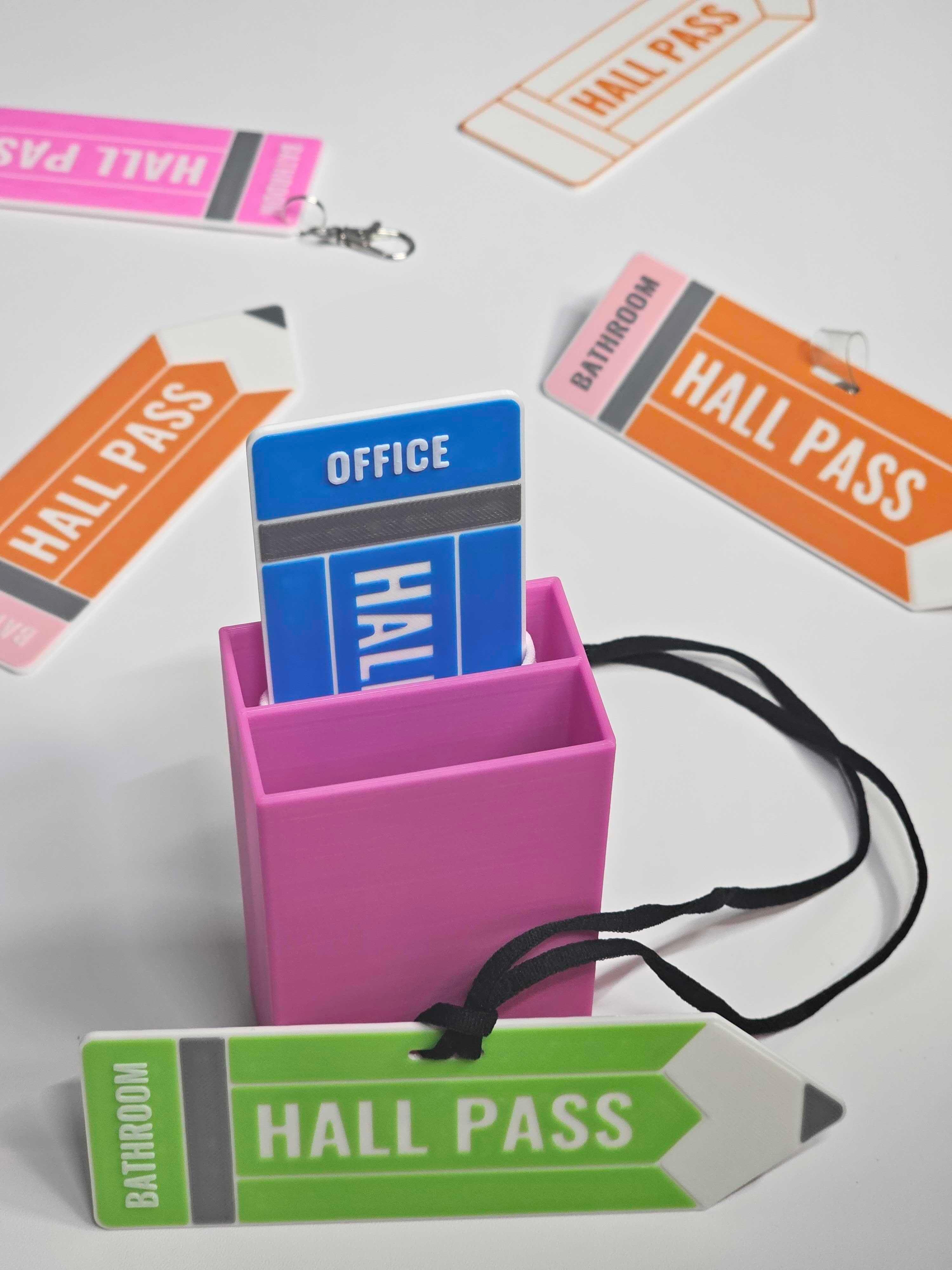 Hall Passes for BackToSchool | Multiple styles | "Pencil Holder" Display Stand for Classroom 3d model